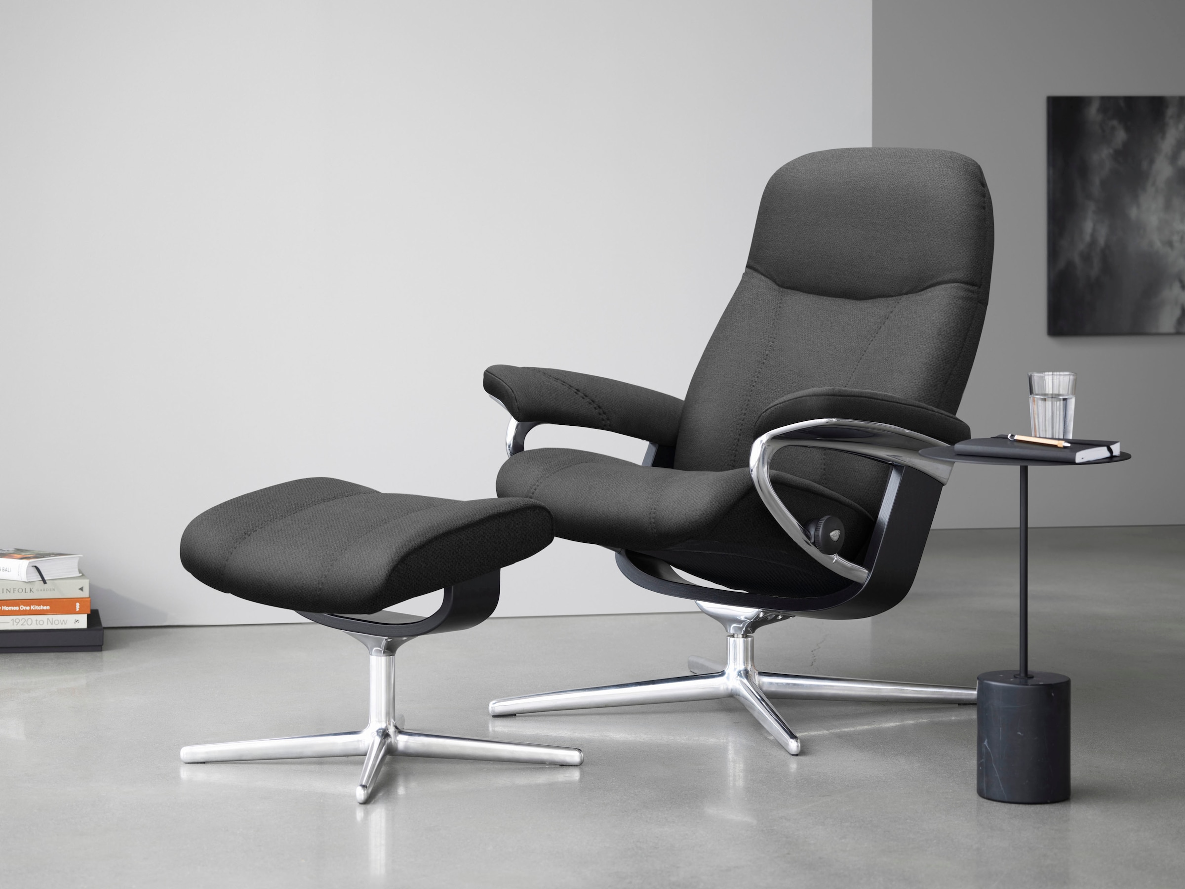 Stressless Fußhocker "Consul", mit Cross Base, Größe S, M & L, Holzakzent Schwarz