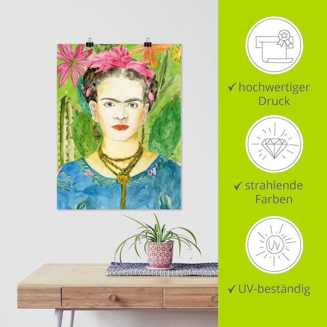 Artland Wandbild »Frida Kahlo II«, Bilder von Frauen, (1 St.), als Alubild,  Leinwandbild, Wandaufkleber oder Poster in versch. Größen kaufen | BAUR