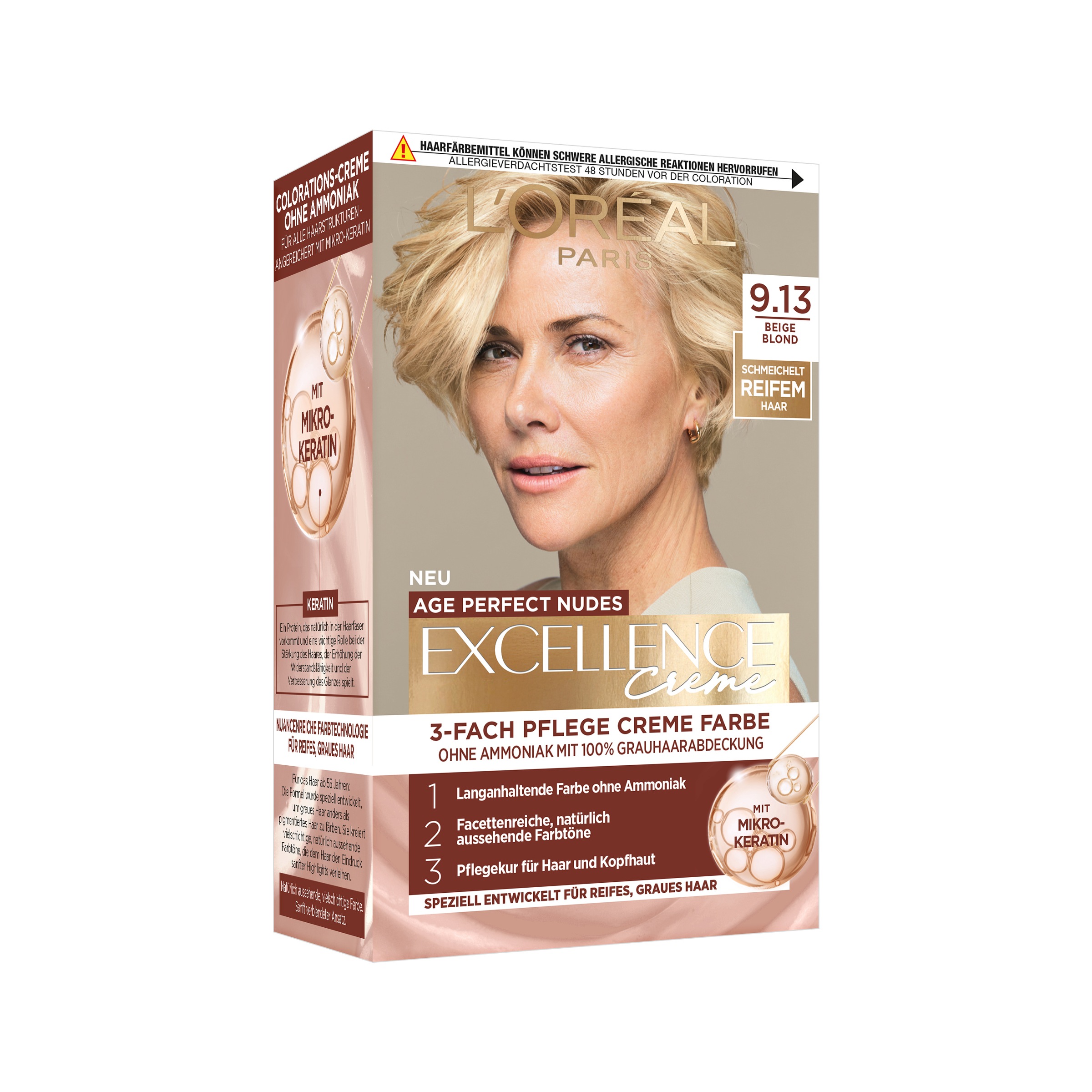 L'ORÉAL PARIS Coloration »EXCELL AP NUDES 9.31 GOLD BLD GER« für graues Haar, mit hydrolysiertem Weizenprotein, große Menge 192 ml