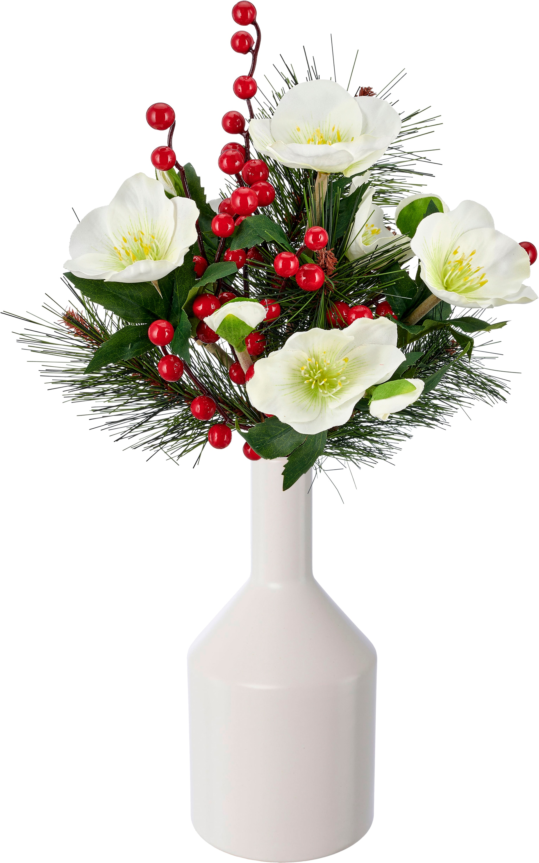 OTTO home Winterliche Kunstpflanze "Strauß mit Christrosen" mit naturgetreuen Blüten