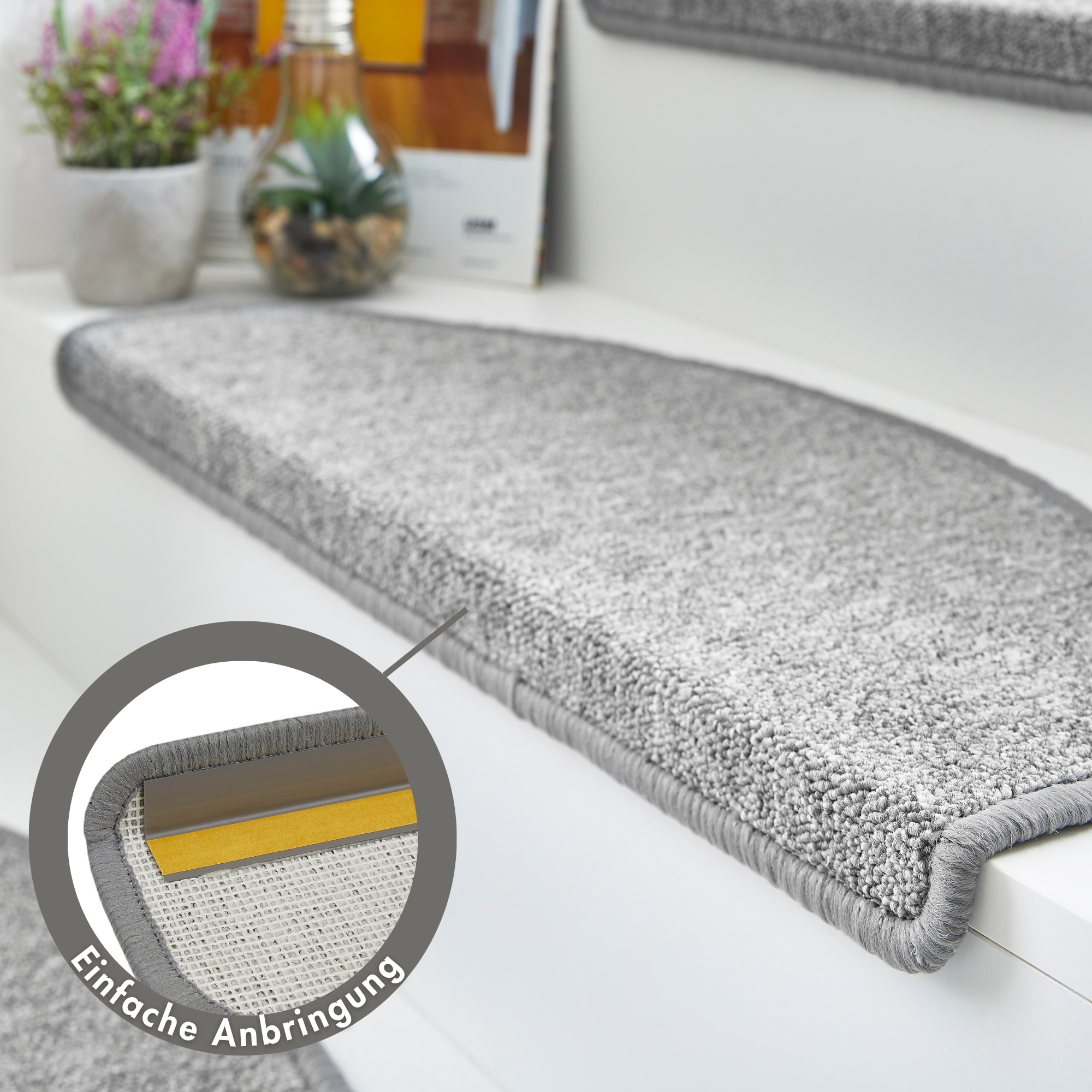 Andiamo Stufenmatte »Rambo, Made in Poland« halbrund 4 mm Höhe melierte Schlinge, selbstklebend, 15 Stück in einem Set