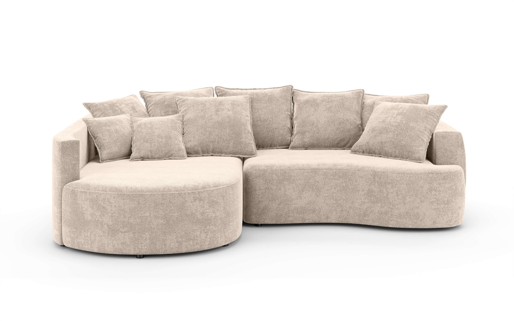 INOSIGN Ecksofa »Kahekili, Schlafsofa mit Bettkasten, Maße B/T/H: 255/181/90/ cm«, L-Form mit Wellenunterfederung, 7 Rückenkissen und 2 Zierkissen