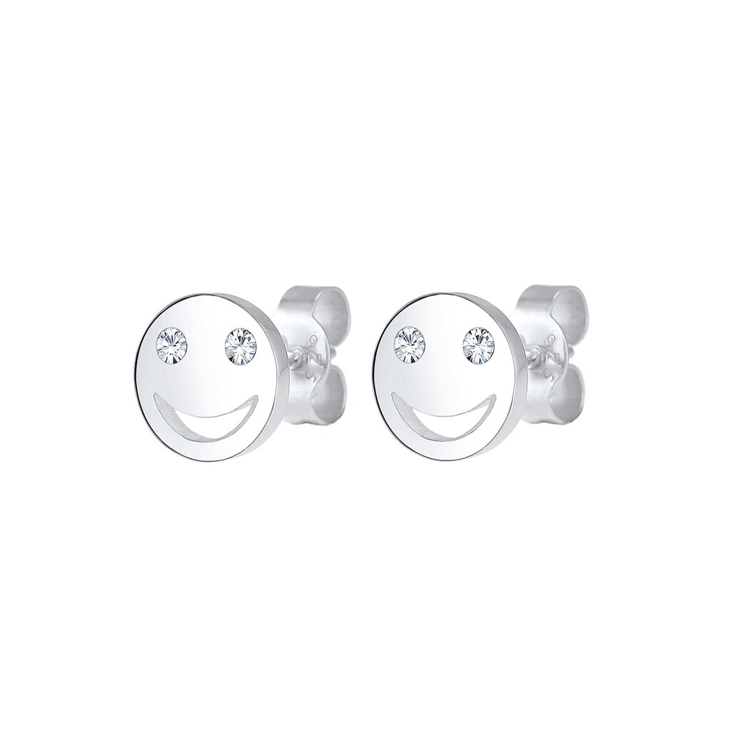 Elli Paar Ohrstecker »mit Smiling Face Kristalle 925 Silber«