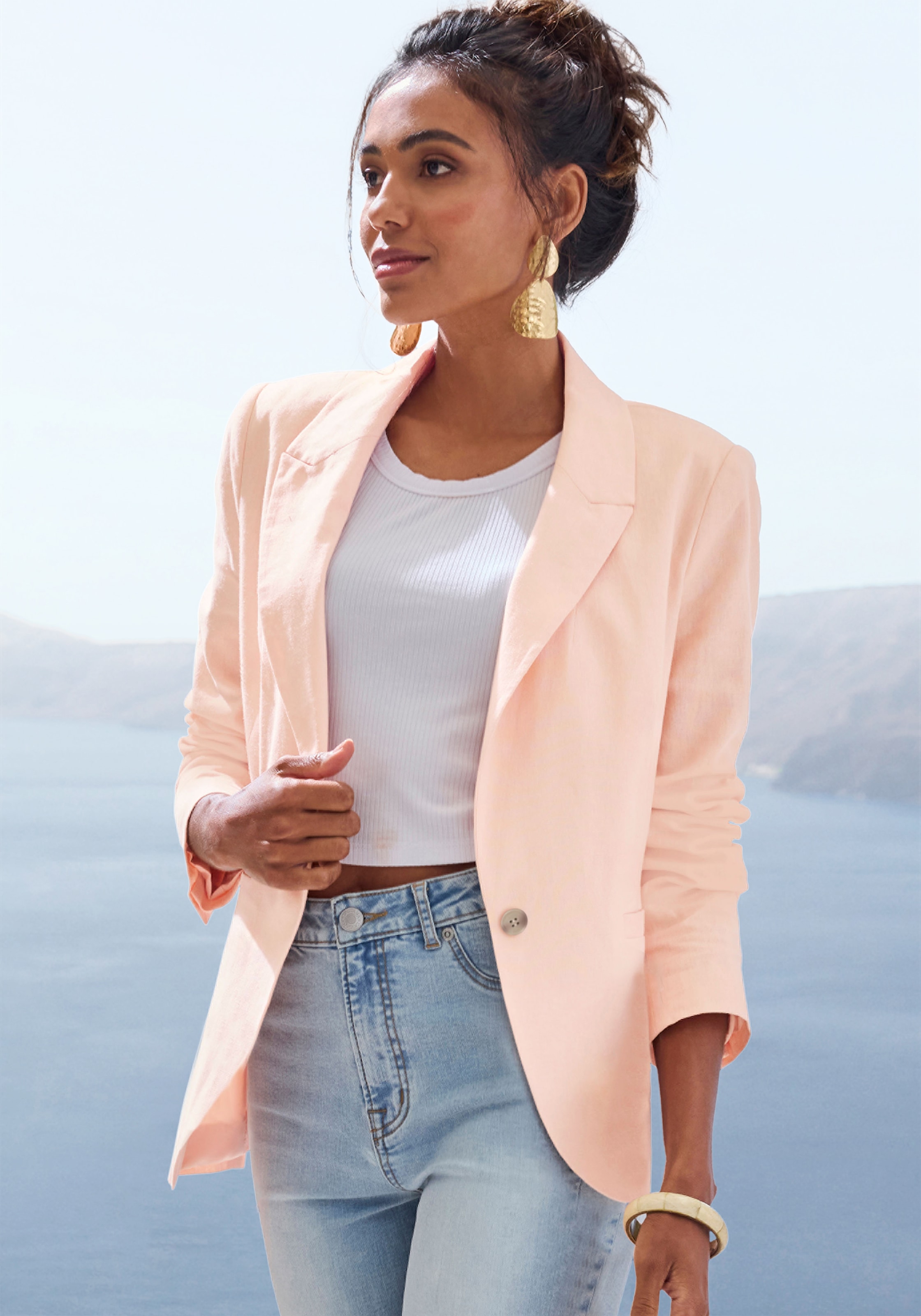 LASCANA Jackenblazer, aus Leinenmix, Damenblazer mit Reverskragen, Business günstig online kaufen