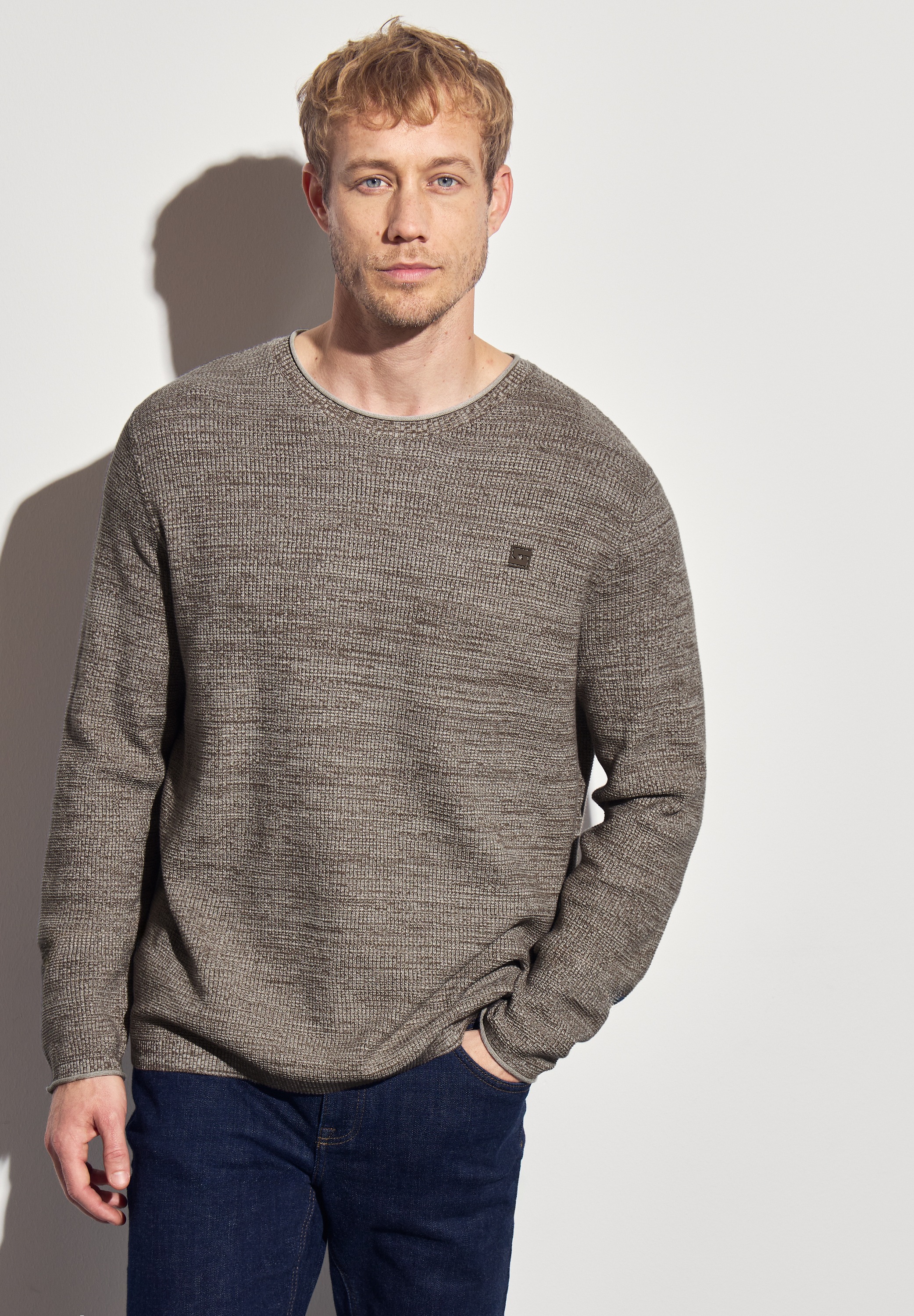 STREET ONE MEN Rundhalspullover, aus reiner Baumwolle günstig online kaufen