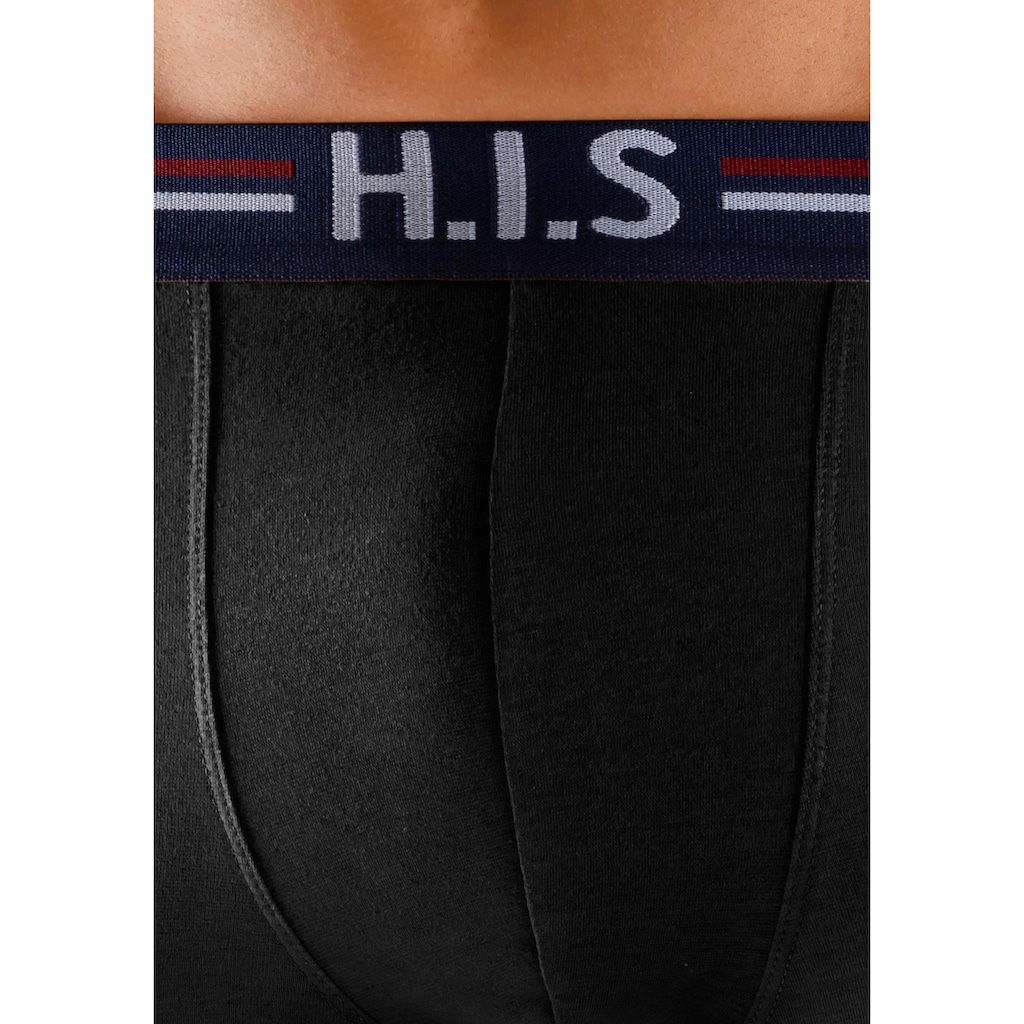 H.I.S Boxershorts, (Packung, 5 St.), in Hipster-Form mit Streifen und Markenlogo im Bund