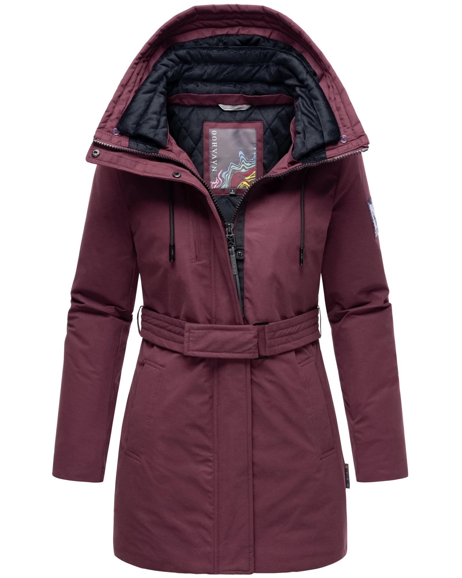 Navahoo Winterjacke »Eishauch 14«, mit Kapuze, Damen Winterparka mit Taillengürtel und Fleece-Kragen