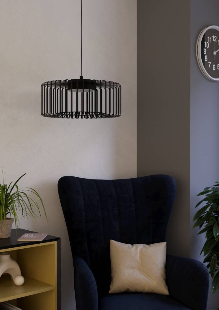 EGLO Hängeleuchte »GINESTRONE-Z Hängelampe schwarz, ZigBee 3.0, Timer, Pendelleuchte«, 1 flammig, Leuchtmittel LED-Modul | LED fest integriert, App / Sprachsteuerung Alexa, ‎110x45x45cm, exkl. Fernbedienung