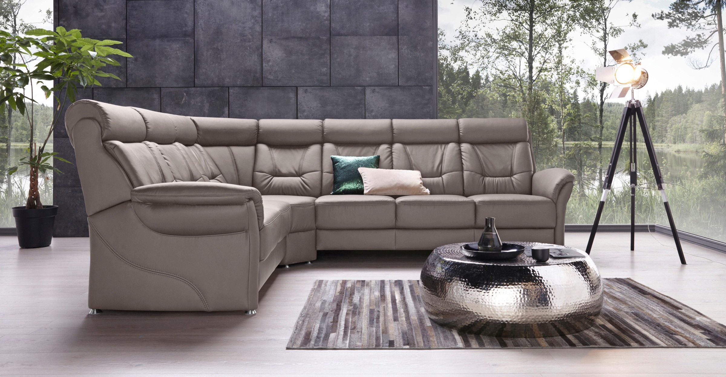 Places of Style Ecksofa »Sardinien L-Form«, mit Kopfteilverstellung, wahlweise mit Bettfunktion