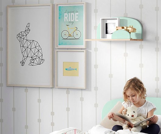 Vipack Kinderregal »Kiddy«, (Made in Europe), Wandregal aus Kiefer, MDF Komponenten, wahlweise 45cm oder 65cm breit