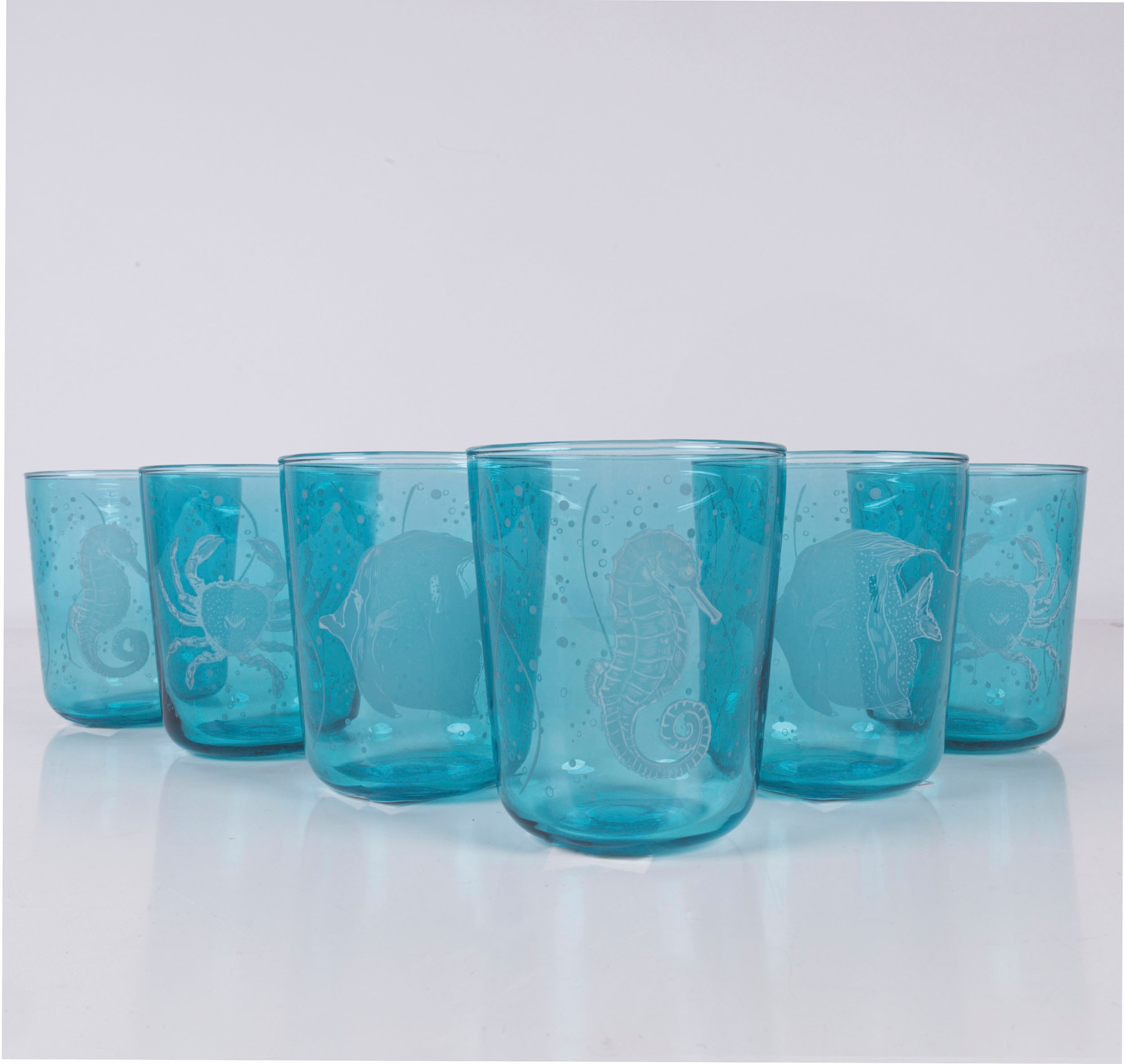 Villa d'Este Gläser-Set »Under Sea«, (Set, 6 tlg.), Wassergläser-Set, 6-teilig, Inhalt 315 ml