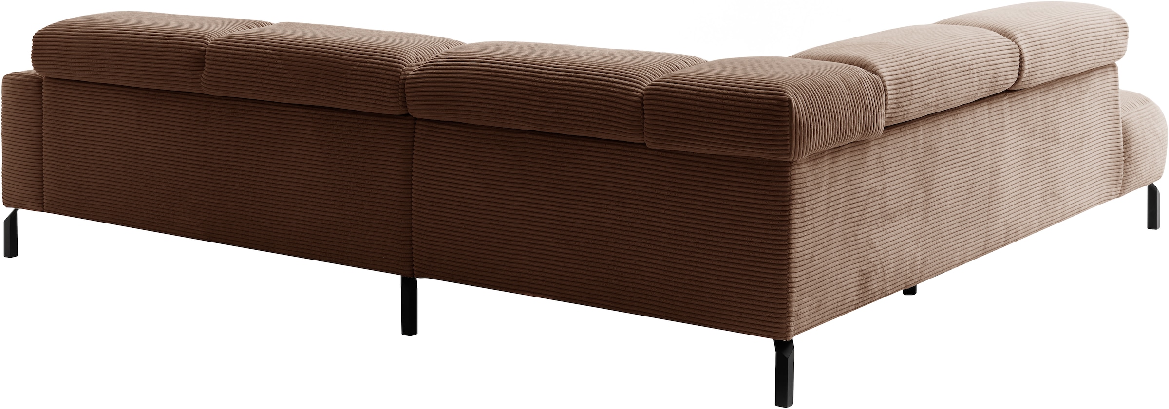 Places of Style Ecksofa »Antonelli, L-Form, inkl. Kopfteilverstellung, Breite 276 cm«, ohne Sitztiefenverstellung, in Cord, rost