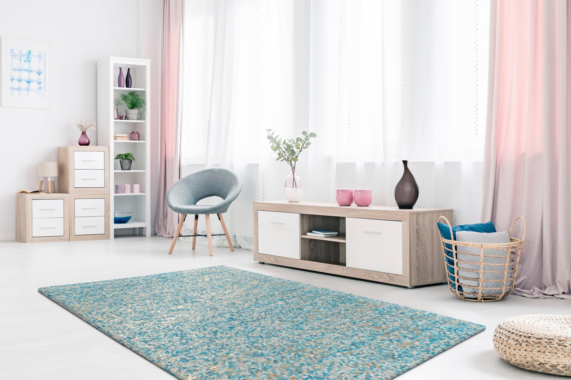 my home Lederteppich »Ella - Fellteppich«, rechteckig, 5 mm Höhe, 100% Rindsleder, Patchwork-Dessin, Wohnzimmer