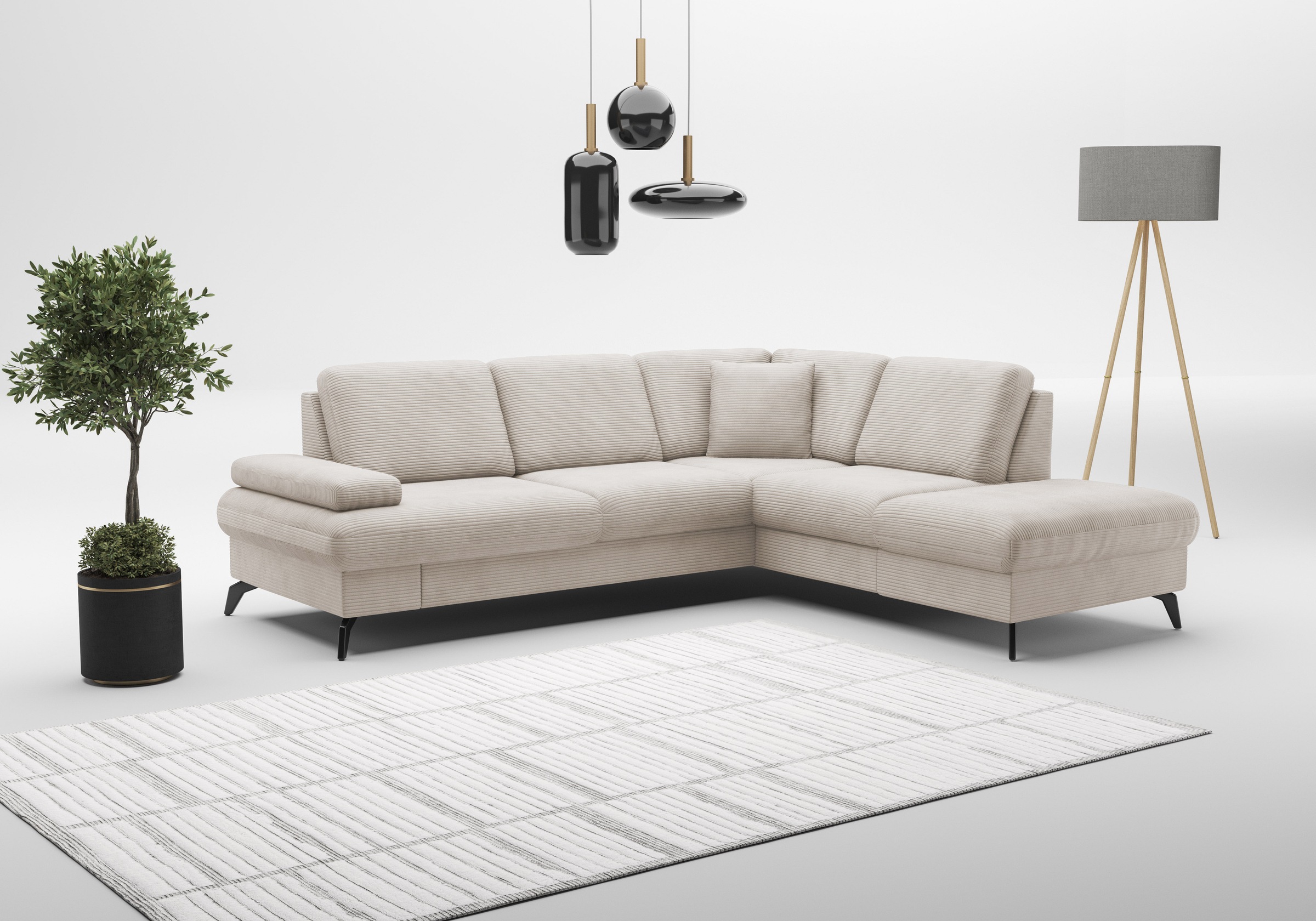 Ecksofa SIT & MORE "Morris Jubi L-Form, B: 238 cm", beige (creme), B:238cm H:83cm T:202cm, 100% Polyester, Sofas, Ecksofa, mit Armteilfunktion & 1 Zierkissen, optional Bettfunktion 9