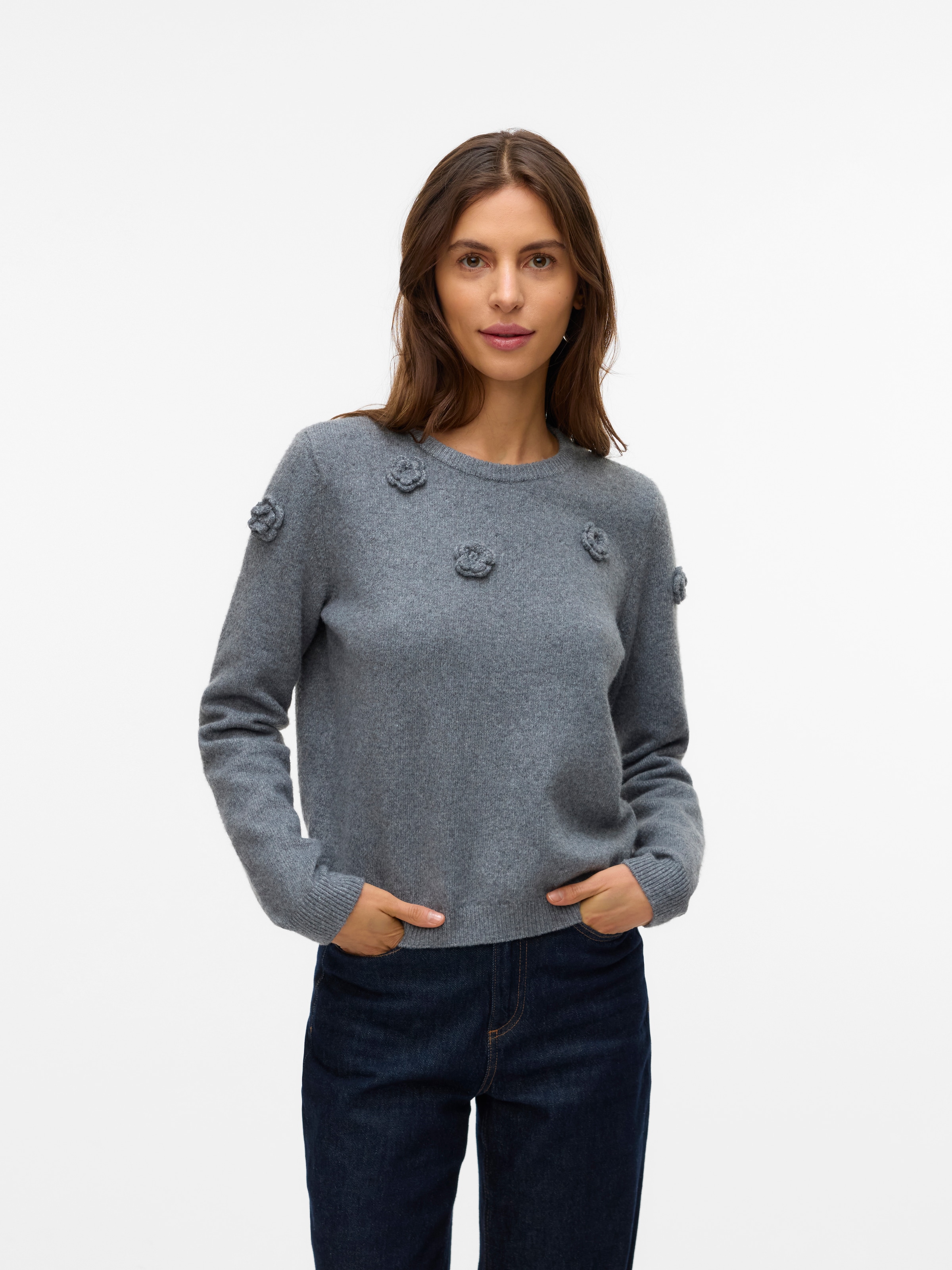 Vero Moda Rundhalspullover "VMROSE LS O-NECK PULLOVER BOO" günstig online kaufen