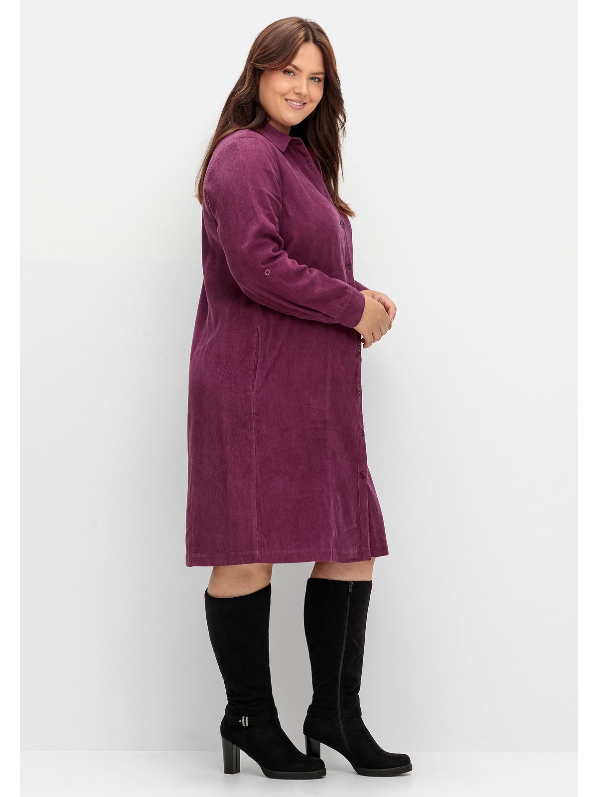 Sheego Blusenkleid »Große Größen«, aus weichem Cord, mit Krempelarm