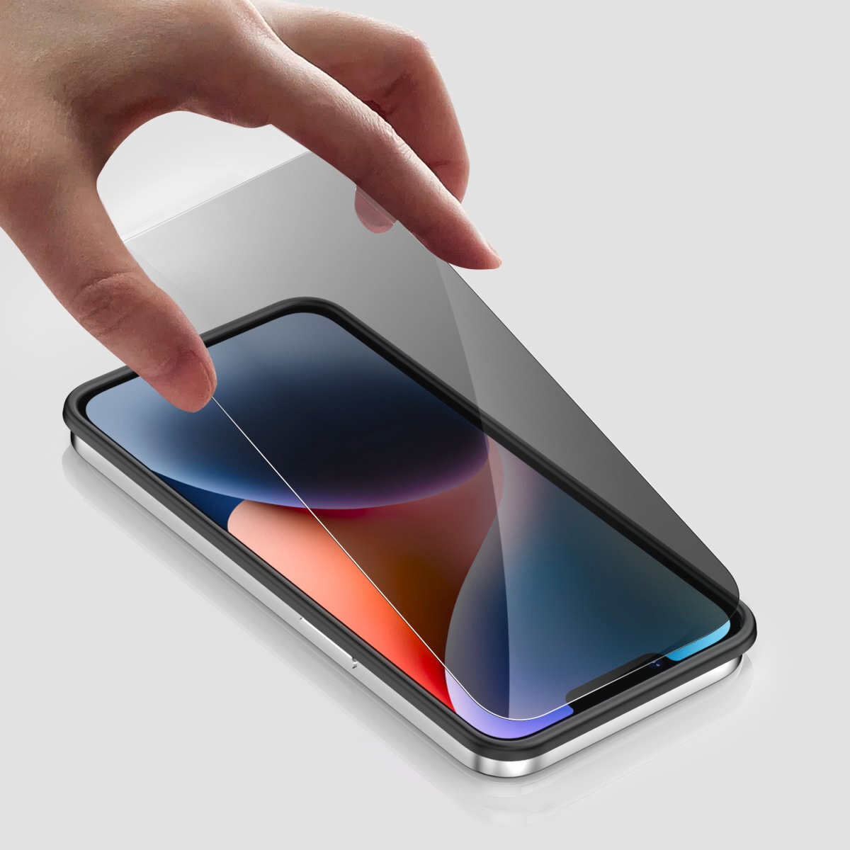 4smarts Displayschutzglas »Second Glass Privacy + Montagerahmen«, für Apple iPhone SE (4. Gen), Displayschutzfolie, Schutzfolie, Blickschutz, kratz- & stoßfest