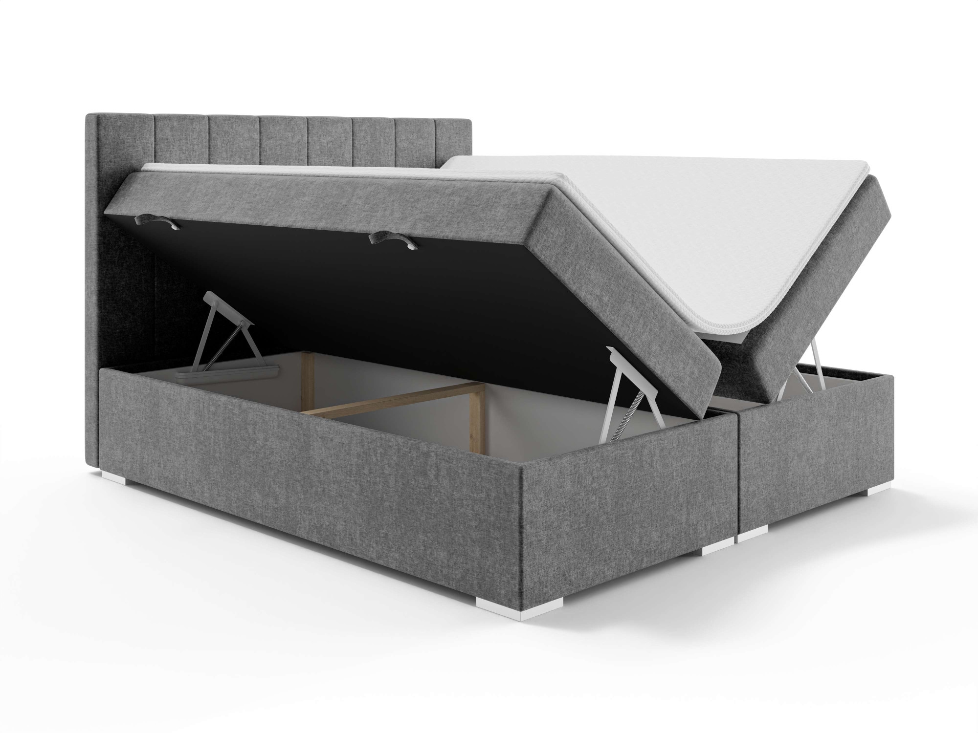 Places of Style Polsterbett »Ginoro mit Matratze und Topper, in 3 Breiten (140, 160 und 180 cm)«, Boxspringbett mit Kopfteil, Bettkasten, Matratze (BFK/TFK) und Topper