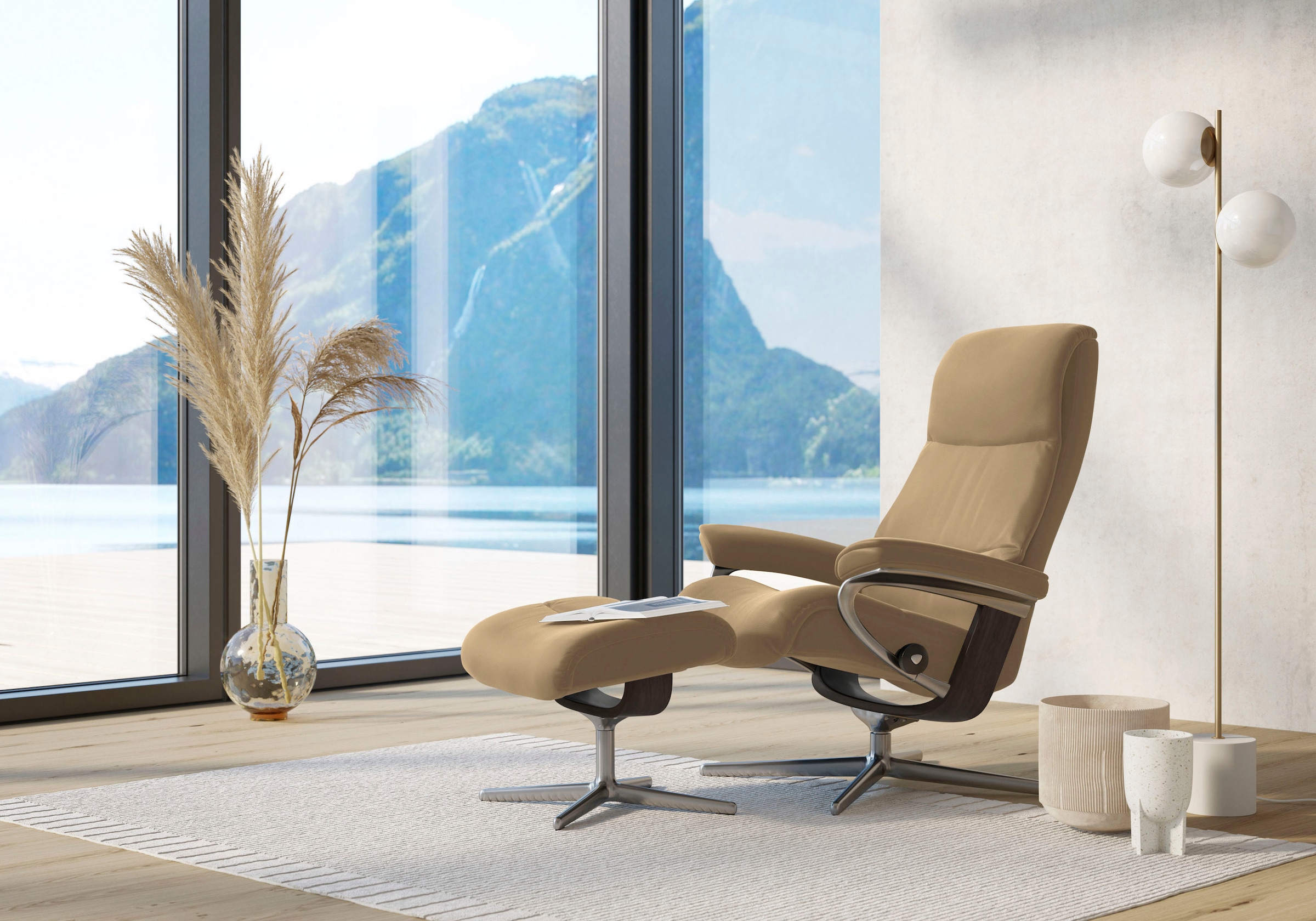 Stressless Relaxsessel "View" mit Cross Base, Größe S, M & L, Holzakzent Wenge