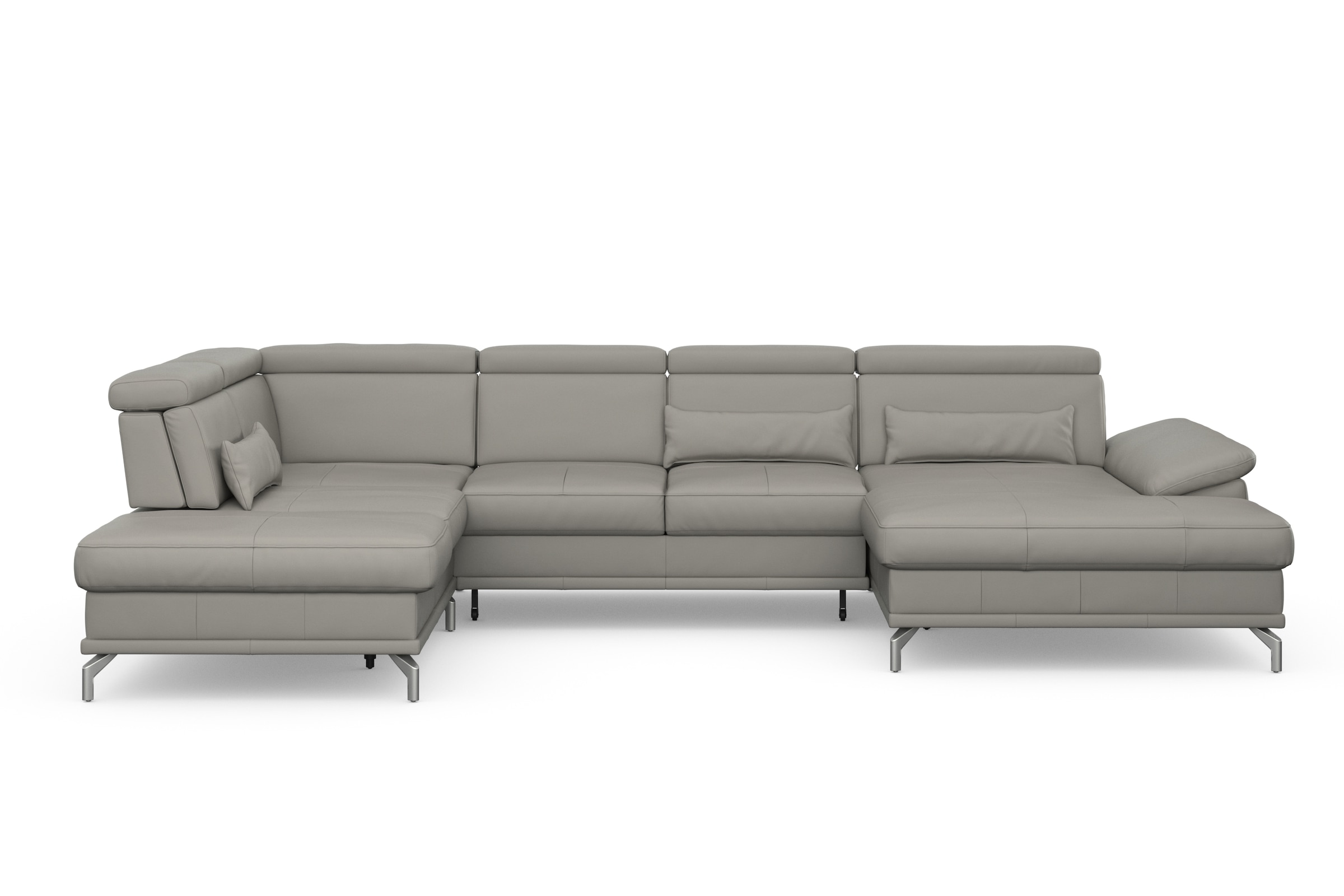 sit&more Wohnlandschaft »Cabrio U-Form, mit Sitztiefenverstellung, Arm- und Kopfteilverstellung«, 3 Nierenkissen, Federkern, optional Bettfunktion und Stauraum