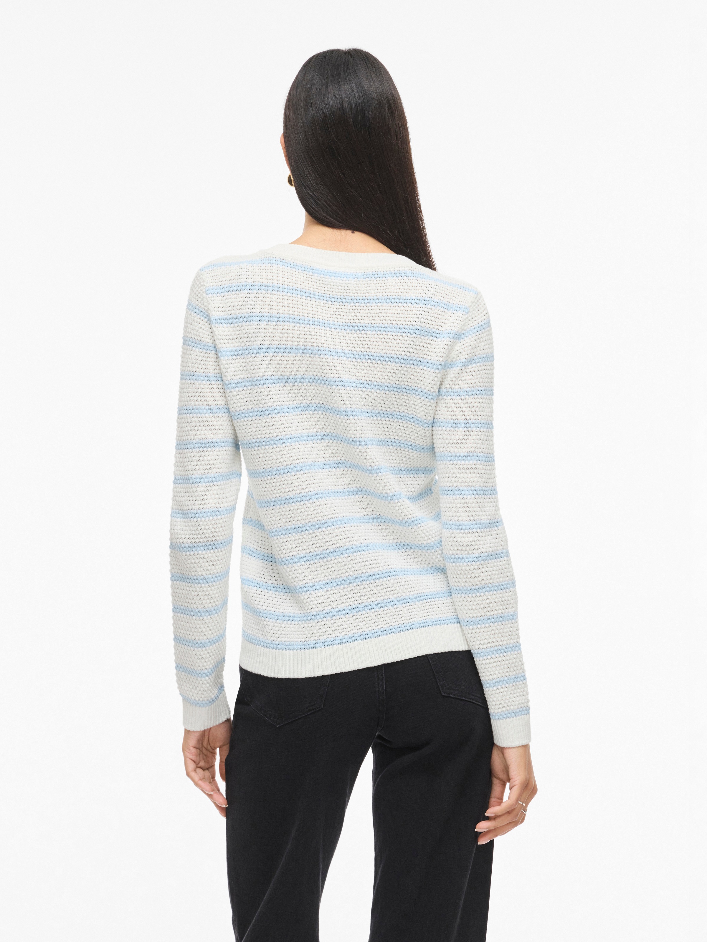 Thumbnail - Vila Rundhalspullover "VIDALO O-NECK L/S STRIPE KNIT TOP- NOOS"