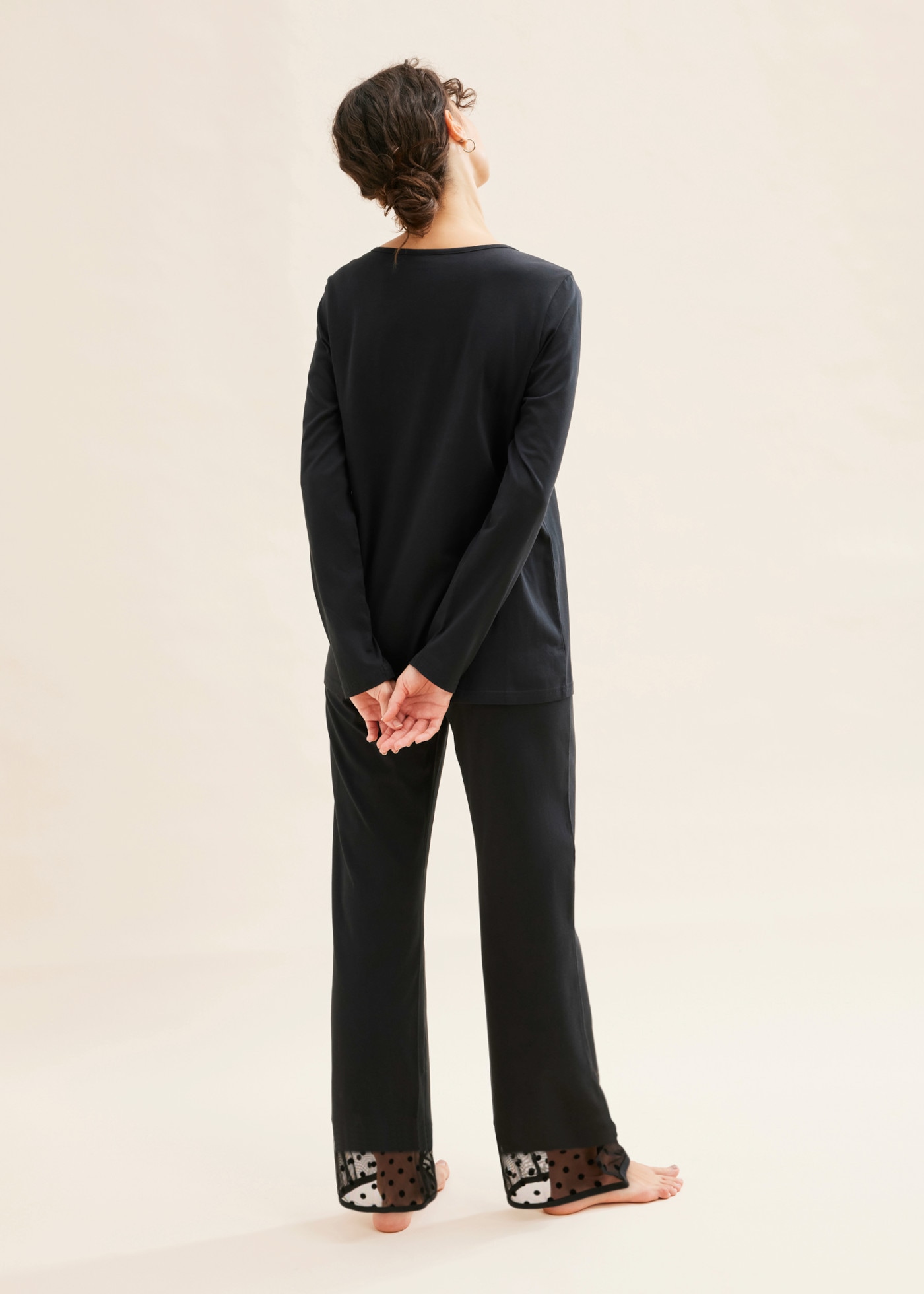 bonprix Pyjama Set,  aus Baumwolle, mit Mesh, bequeme Passform