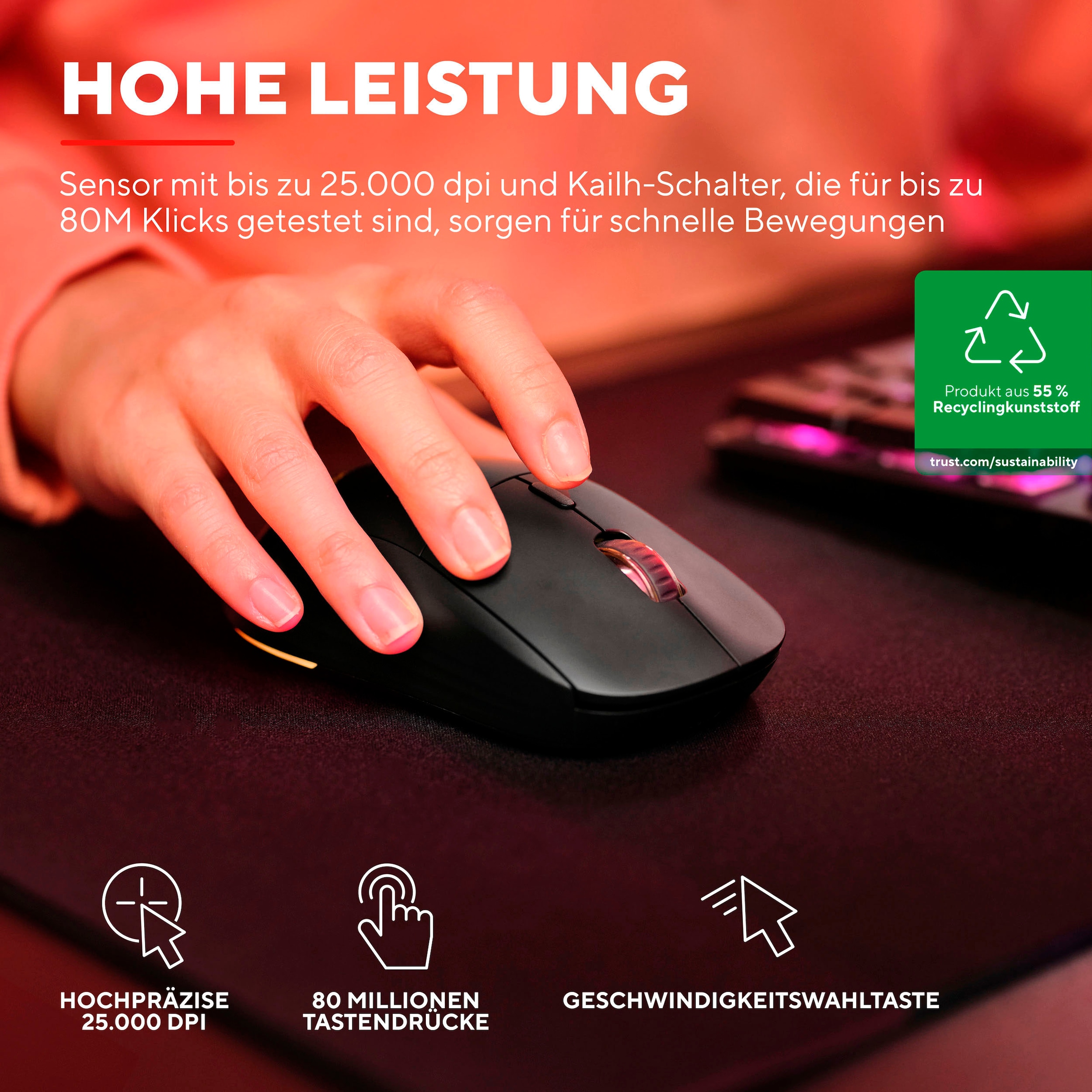 Trust Gaming-Maus »GXT 927 Redex+«, RF Wireless