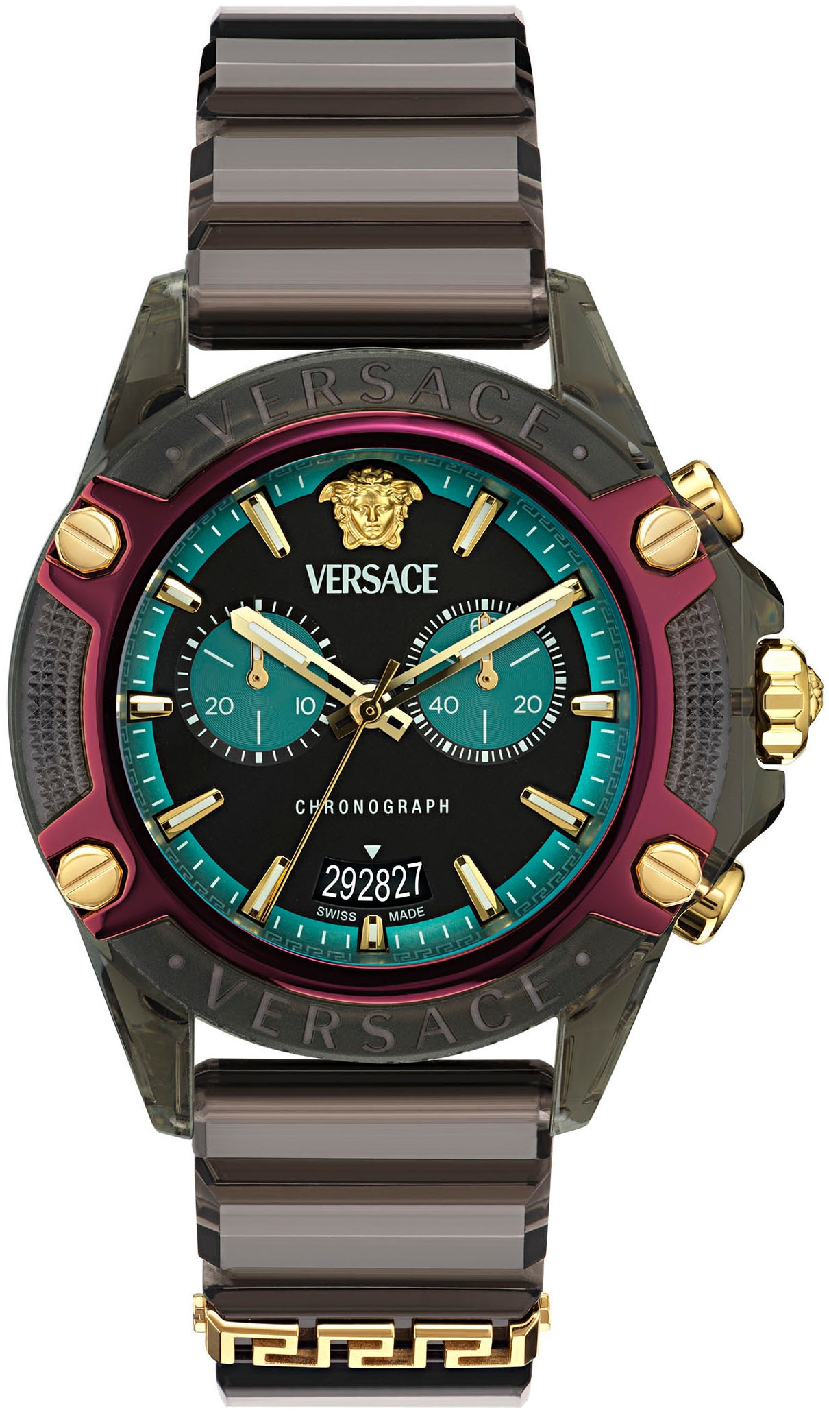 Versace Chronograph »ICON ACTIVE«, Quarzuhr, Armbanduhr, Damenuhr, Herrenuhr, Swiss Made, Polyurethanband