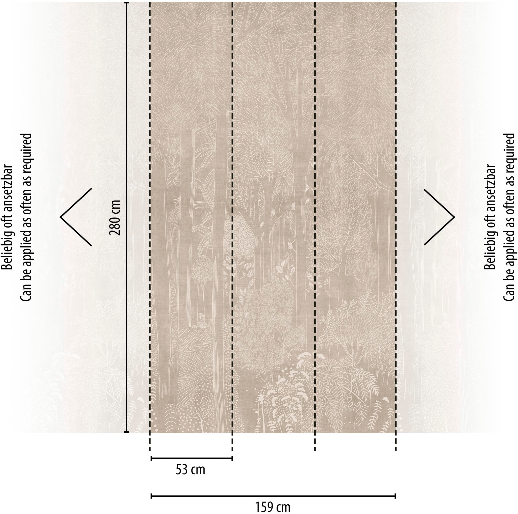 living walls Vliestapete »Vibes & Styles Elara – Silent Forest Fototapete« Kunst leicht strukturiert Zarte Waldszene mit filigranen Details und sanfter, eleganter Tiefe