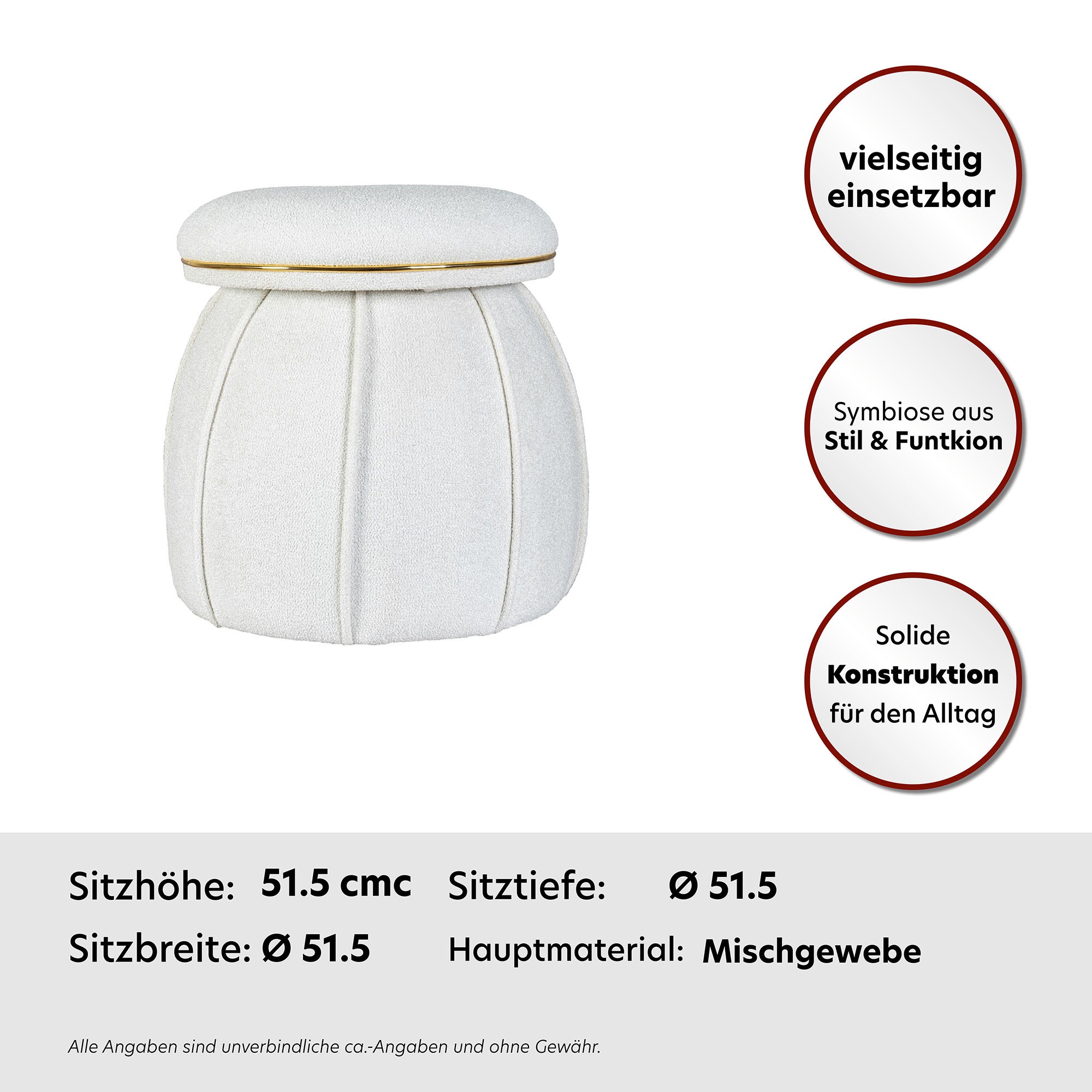 Kayoom Sitzhocker »Hocker Corin,extravagante Form,stilvolle Farben,elegant gesteppter Fuß«, (1 St.), komfortabel, hochqualitativ, pflegeleicht, sorgfältig verarbeitet