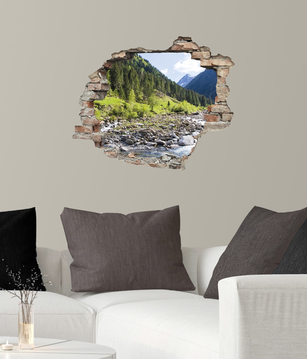 queence Wandtattoo »Tal«, (1 St.), Wandsticker, Wandbild, selbstklebend, 3D, Wanddurchbruch