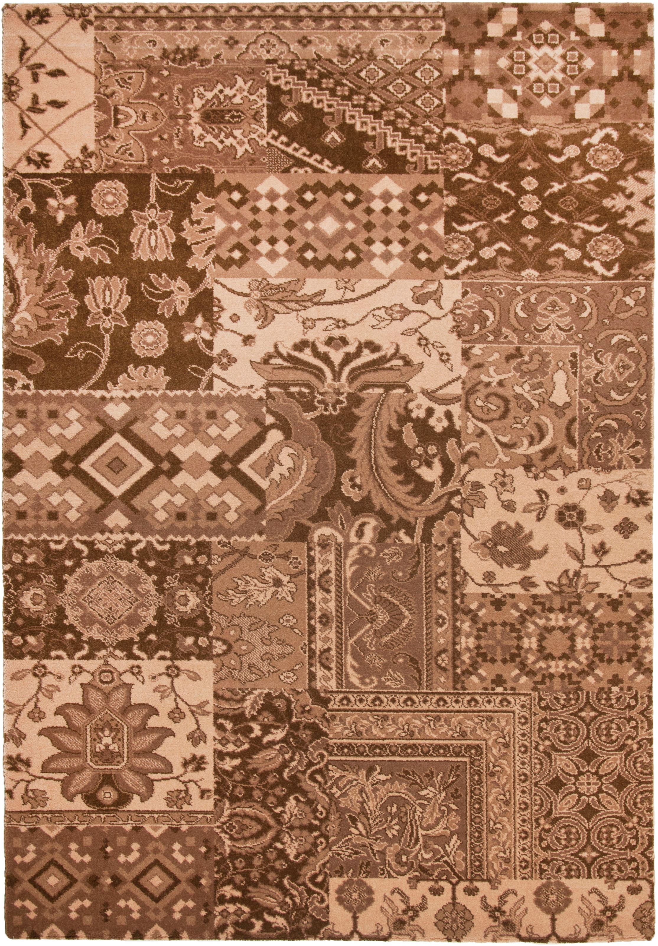 THEKO Teppich »Timeless 3«, rechteckig, 12 mm Höhe, Kurzflor, florales Patchwork Design, 80% Schurwolle, Wohnzimmer