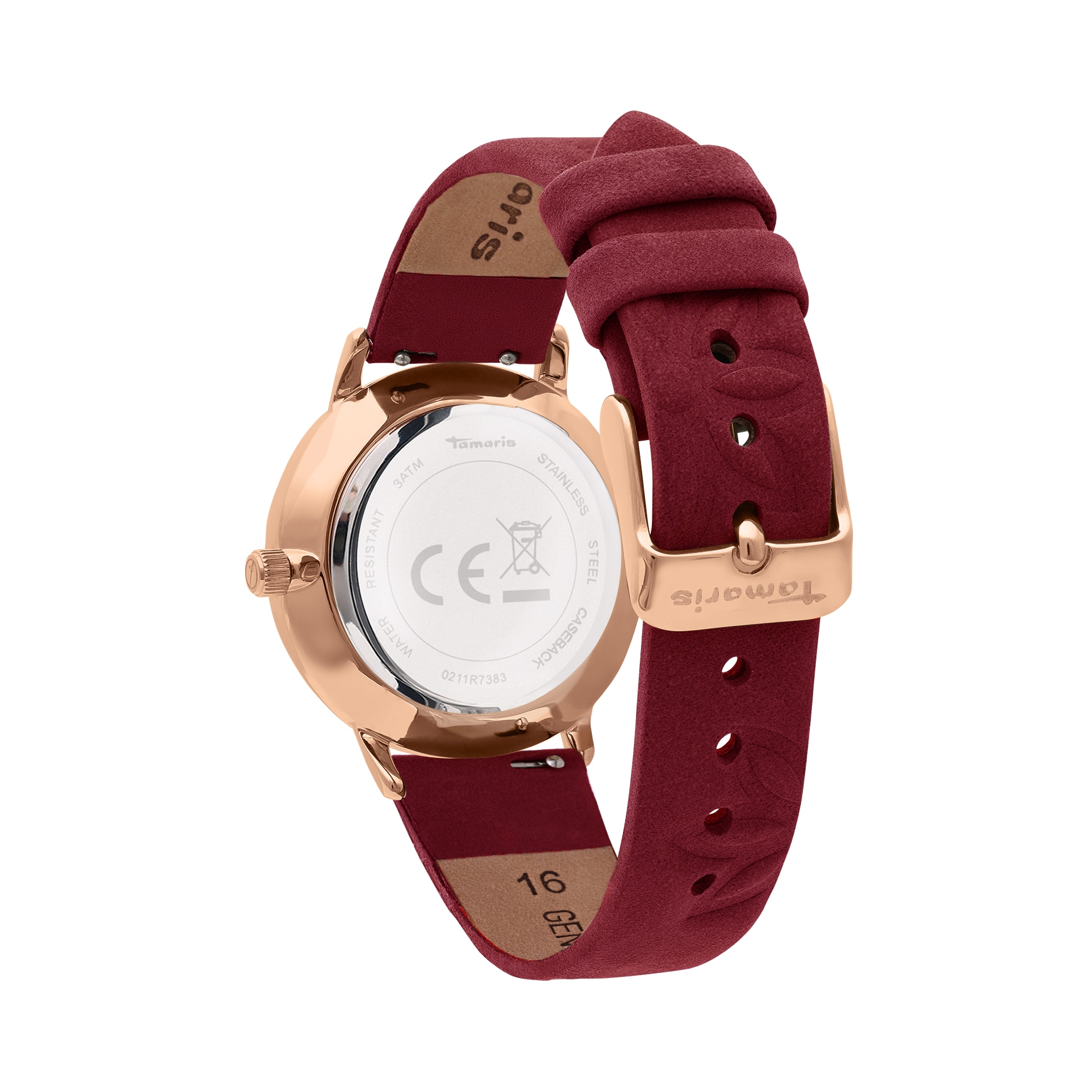 Tamaris Quarzuhr Armbanduhr, Damenuhr, Lederarmband, analog