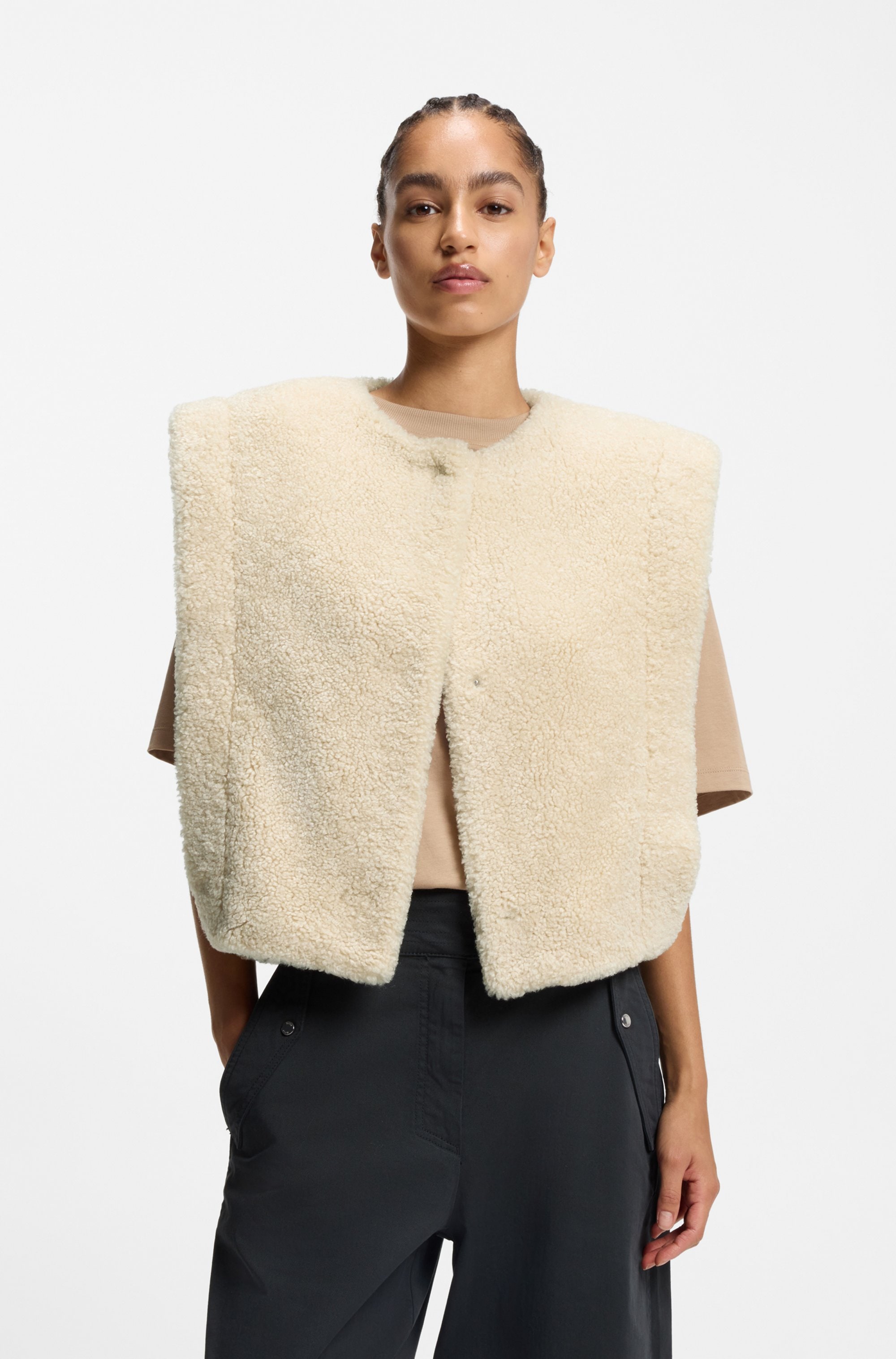 BOSS ORANGE Fellimitatweste "Cosila Premium Damenmode" im Teddy-Look, verde günstig online kaufen