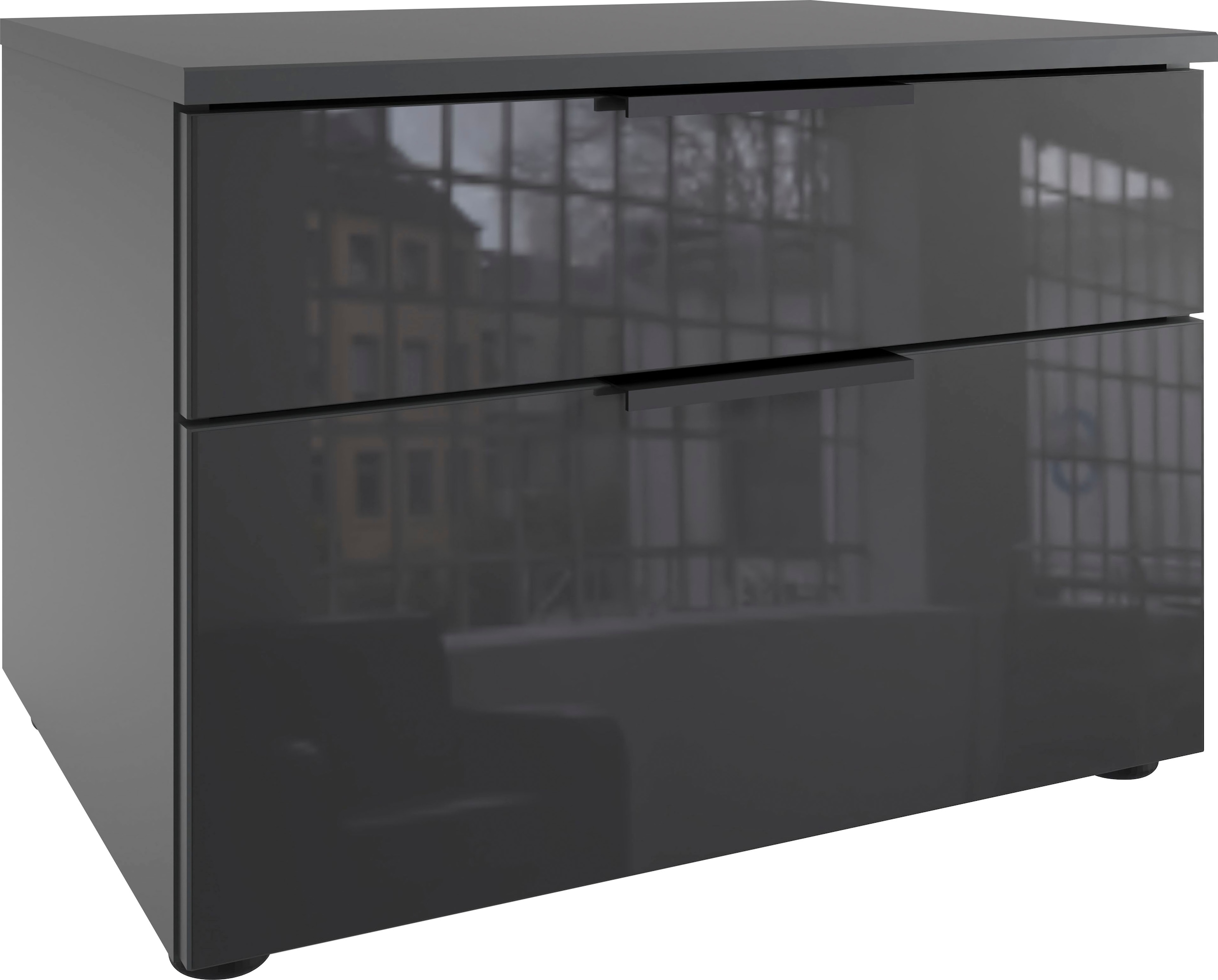 Wimex Nachtkommode »Level36 black C by fresh to go«, mit Glaselementen auf der Front, soft-close Funktion, 54cm breit