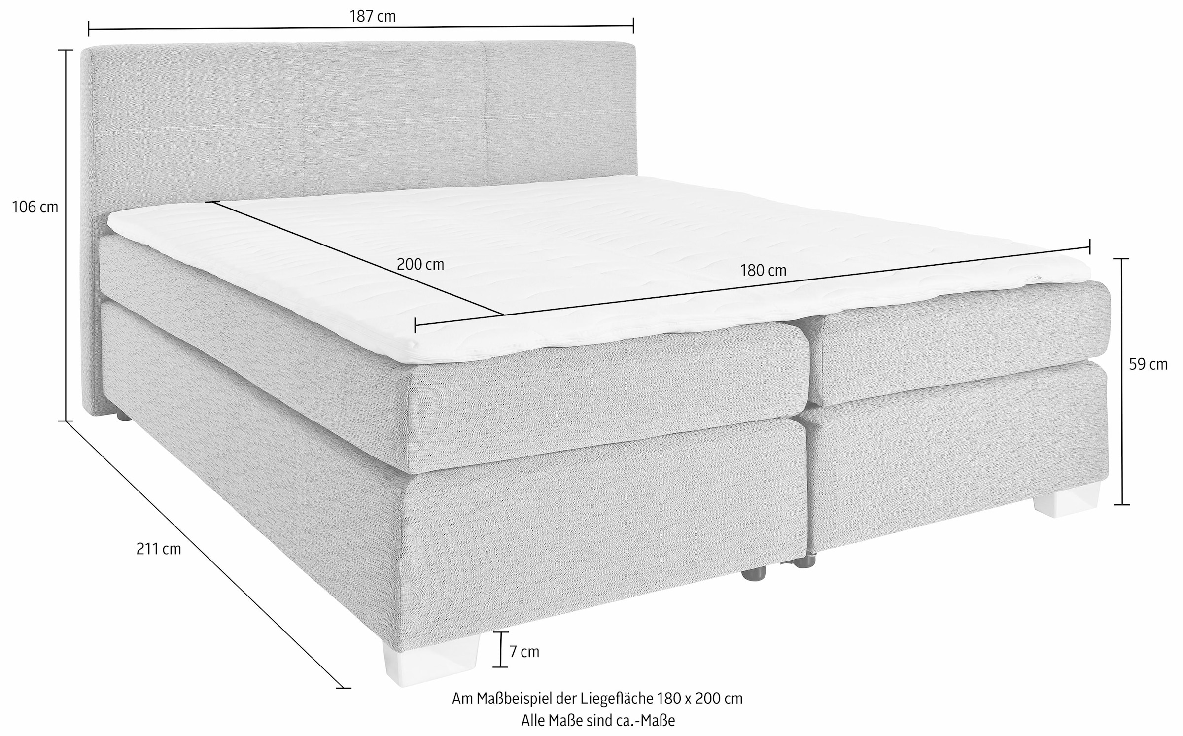 Jockenhöfer Gruppe Boxspringbett »Evita«, inkl. Topper und Kissen, erhältlich in 140 & 180cm Breite