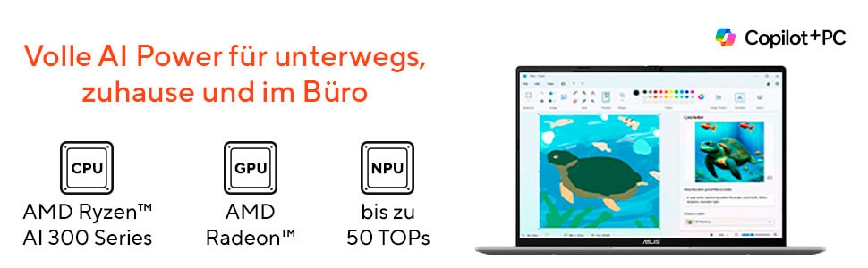Asus Notebook »Vivobook 16 M1607KA-MB172W« 40,6 cm / 16 ″ AMD Ryzen™ AI 5 Radeon Graphics 1.000 GB SSD