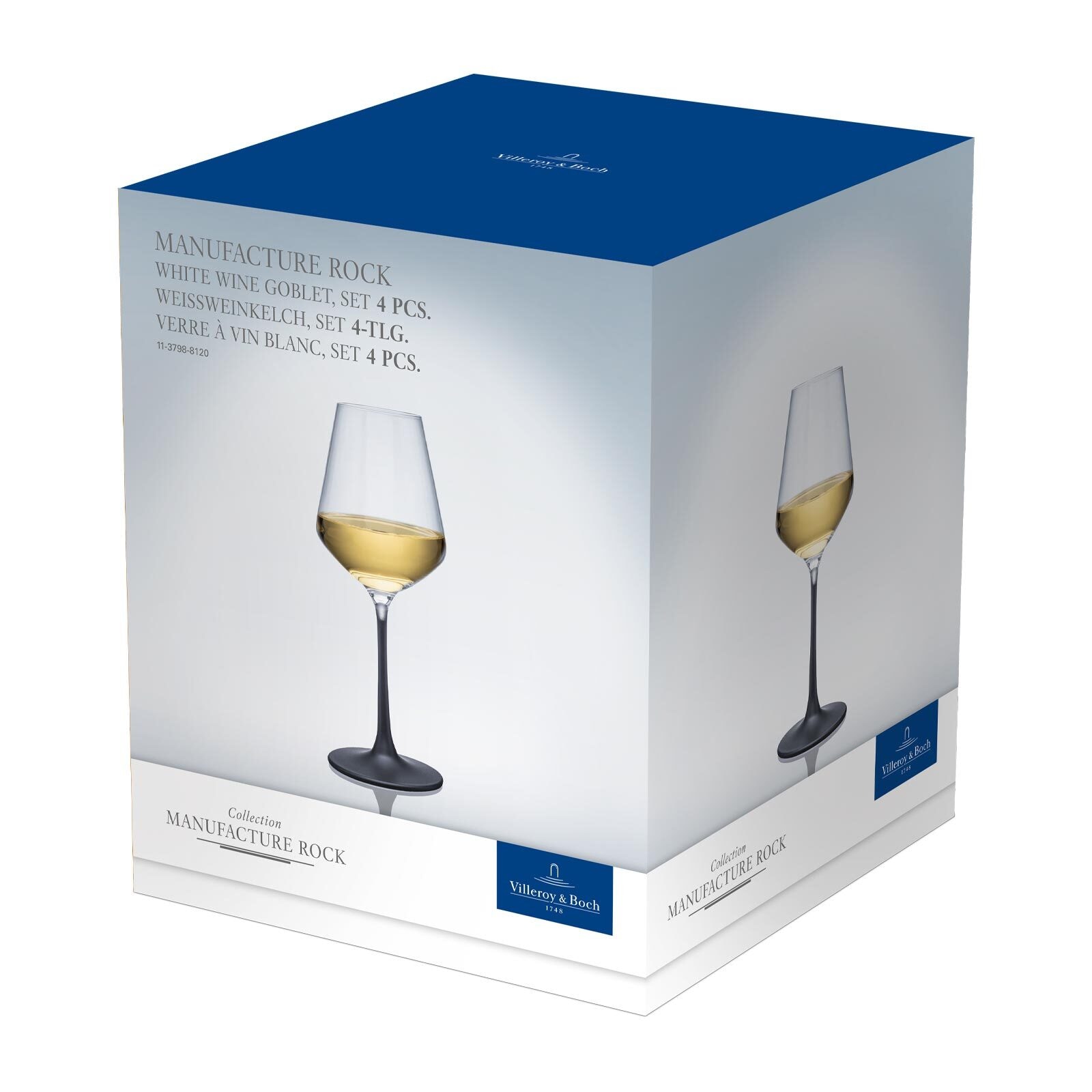 Villeroy & Boch Weißweinglas »Weißweingläser Manufacture Rock 380 ml 4er Set schwarz-transparent«