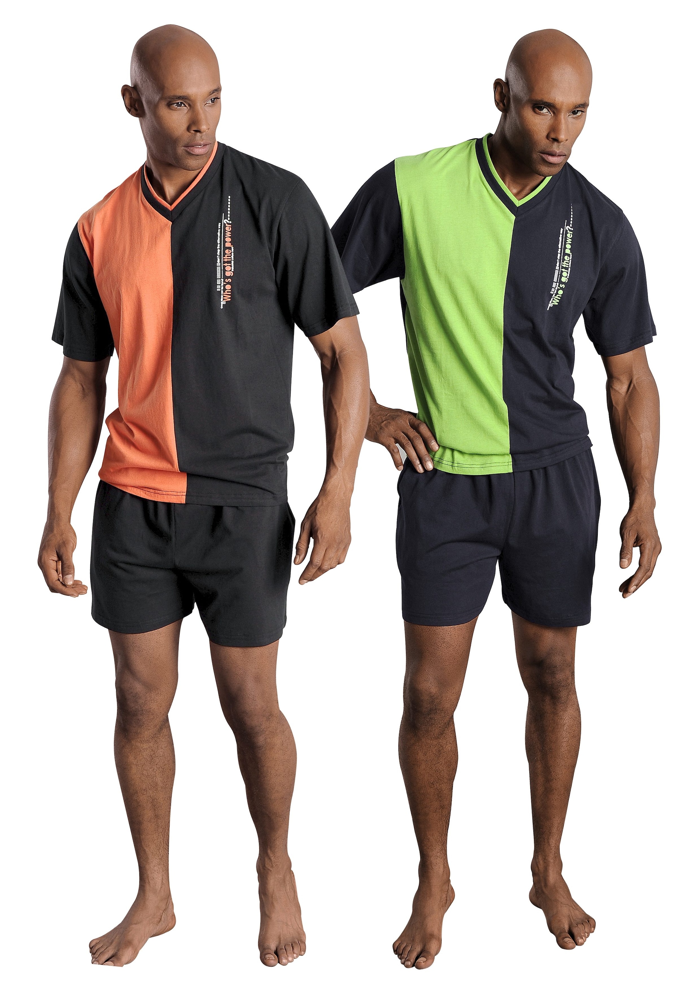 le jogger® Shorty, (Packung, 4 tlg., 2 Stück), mit 2-farbigem T-Shirt