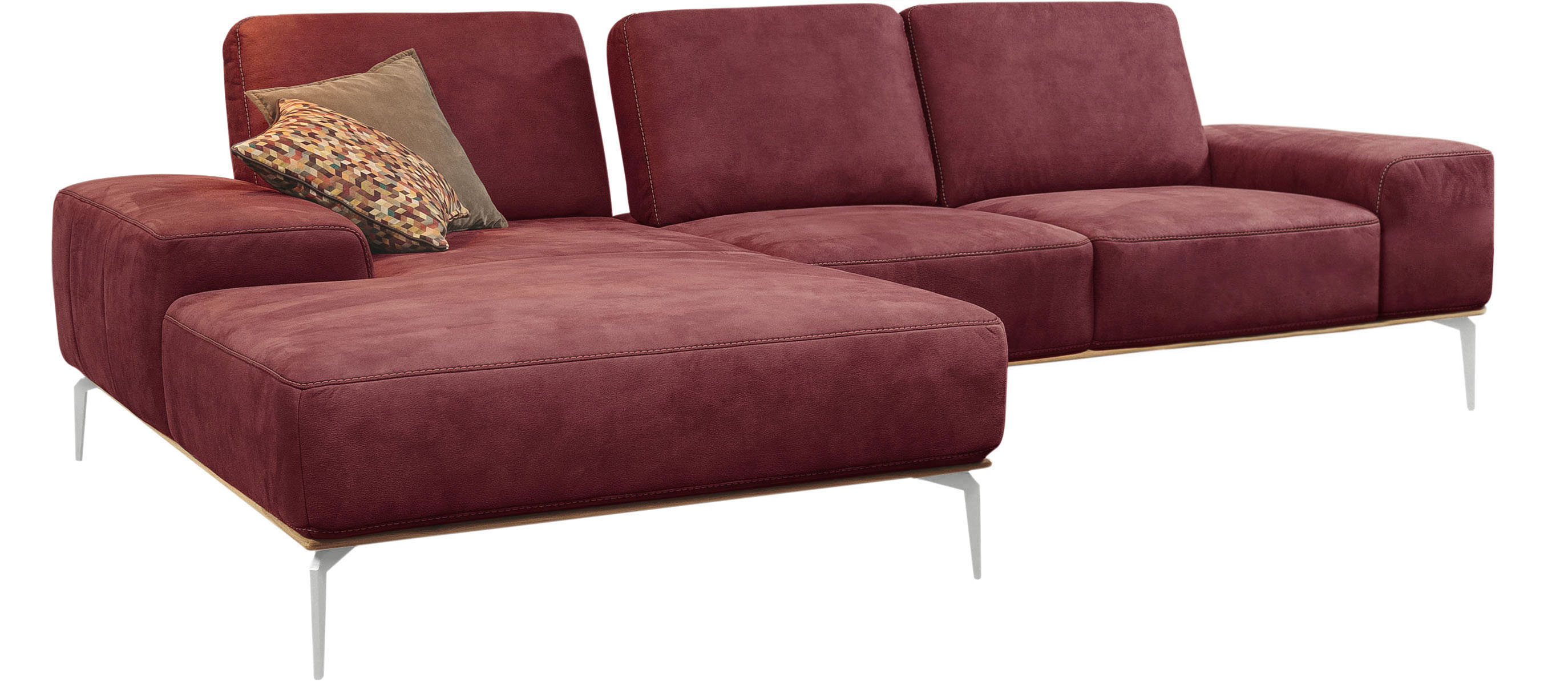 Thumbnail - W.SCHILLIG Ecksofa "run, Designsofa mit tollem Sitzkomfort, L-Form", mit elegantem Holzsockel, Füße in Chrom glänzend, B...