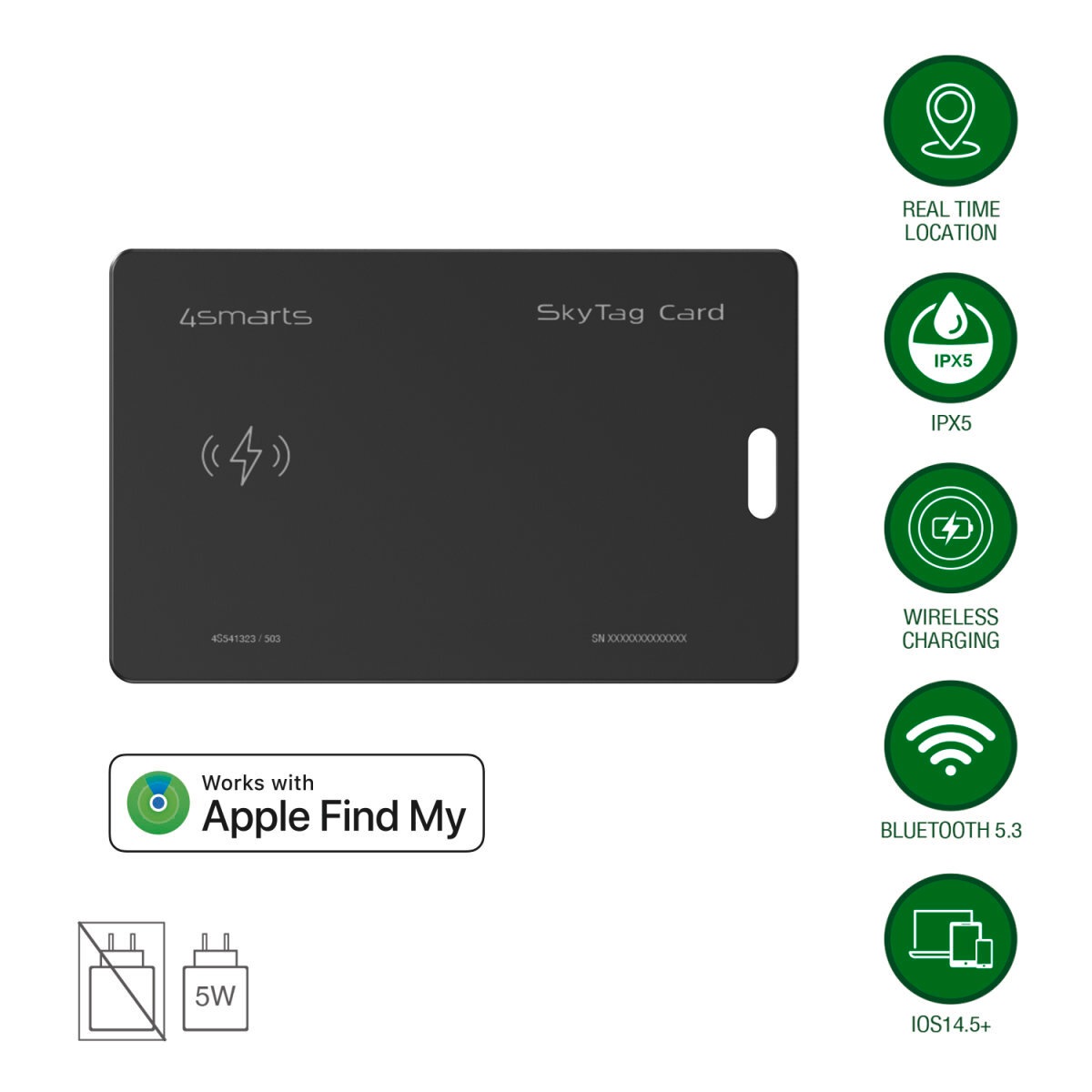 4smarts GPS-Tracker »SkyTag Card ReCharge«, SkyTag im Kreditkarten Format für dein Portemonnaie