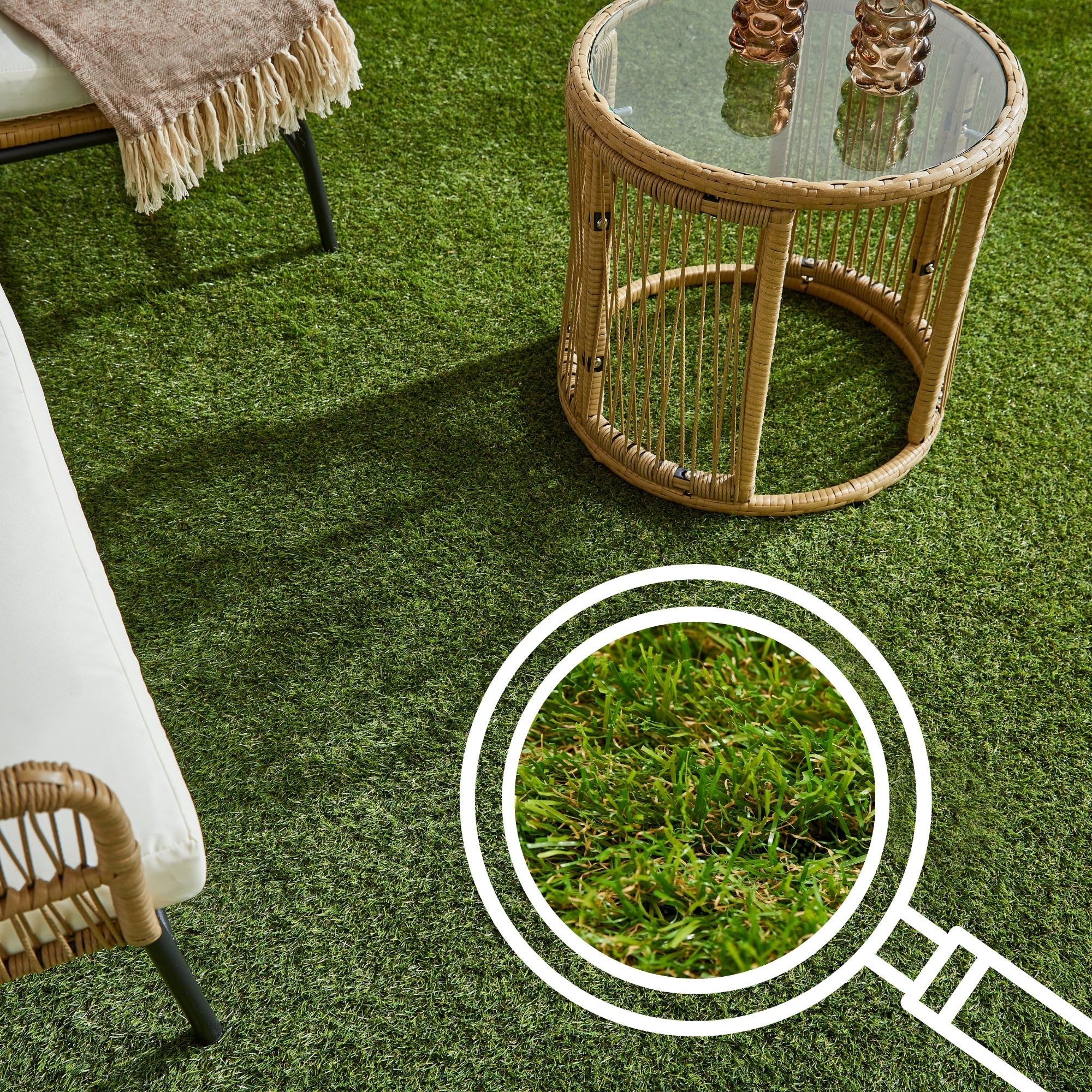 Andiamo Kunstrasen »Rasenteppich Bali, Gesamthöhe ca. 31 mm« rechteckig realistische Optik, mit Drainagefunktion, für Balkon & Terrasse