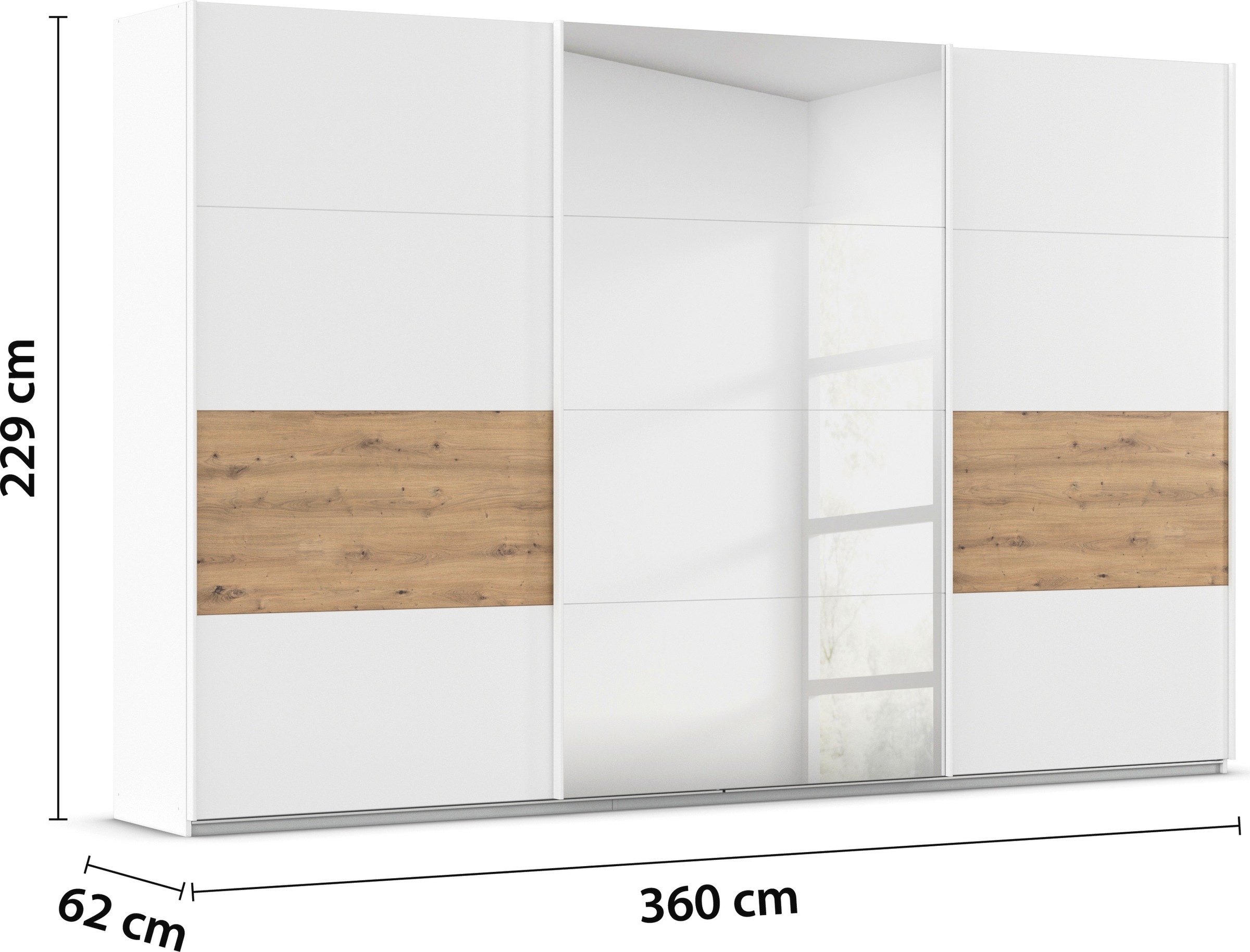 rauch Schwebetürenschrank »Schwebetürenschrank Kleiderschrank Schrank Garderobe CORTONA«, inkl. Inneneinteilung, 2 Stoffboxen und zusätzlichen Einlegeböden