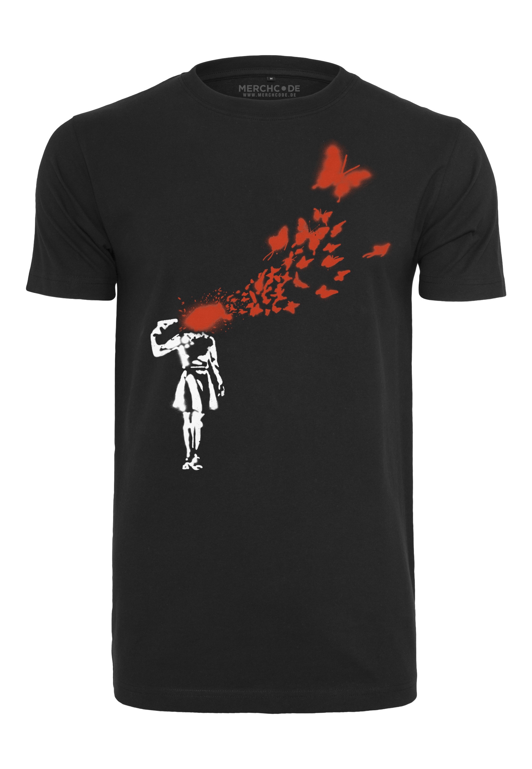 Merchcode T-Shirt "Merchcode Herren Brandalised - Banksy´s Graffiti Butterfly Tee" 1 Stk.