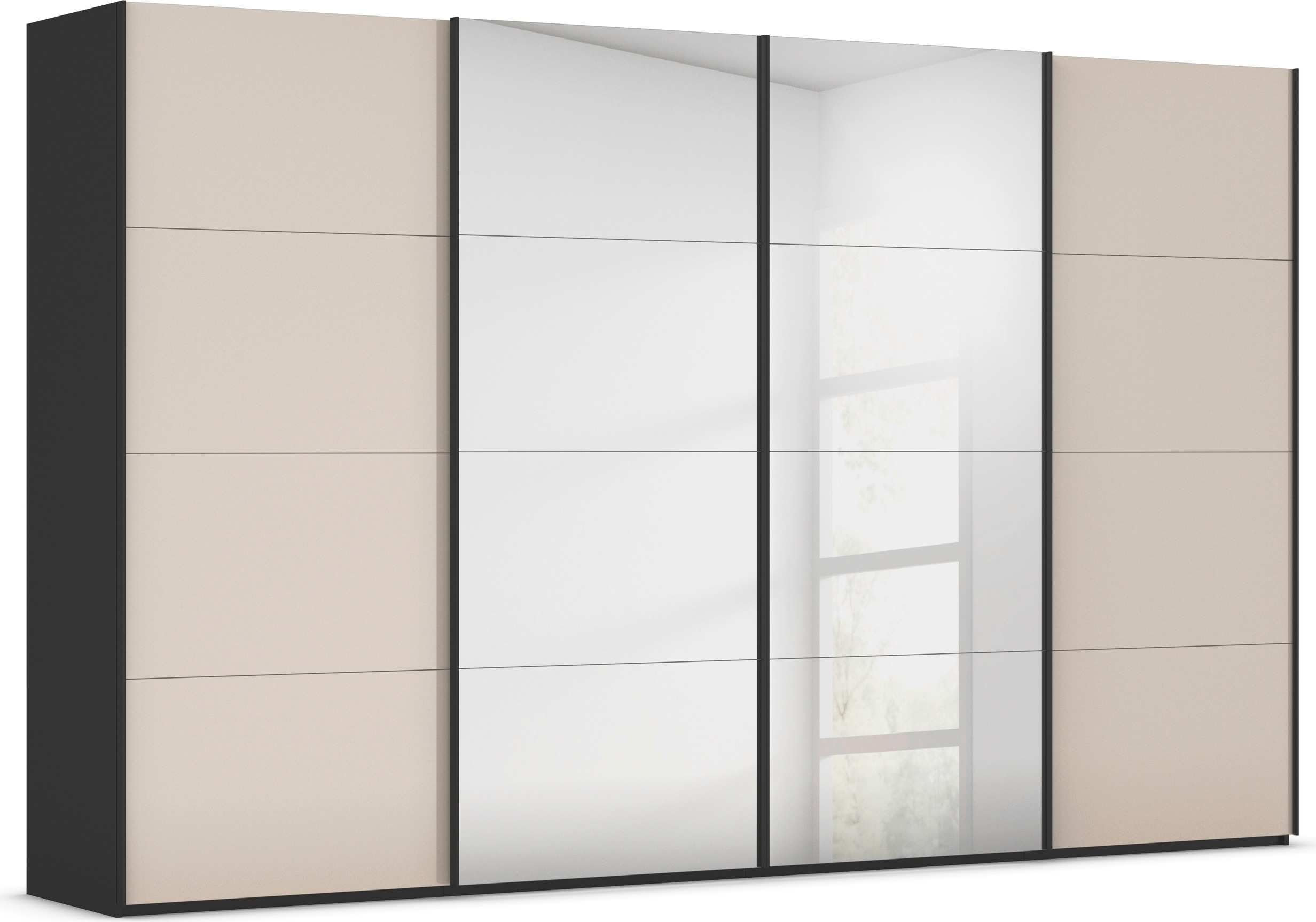 rauch "Kleiderschrank Schrank Garderobe Schlafzimmerschrank SCALE-FYRA" edle viergeteilte Türen Spiegel/Glas-Mix viele Farben MADE IN GERMANY