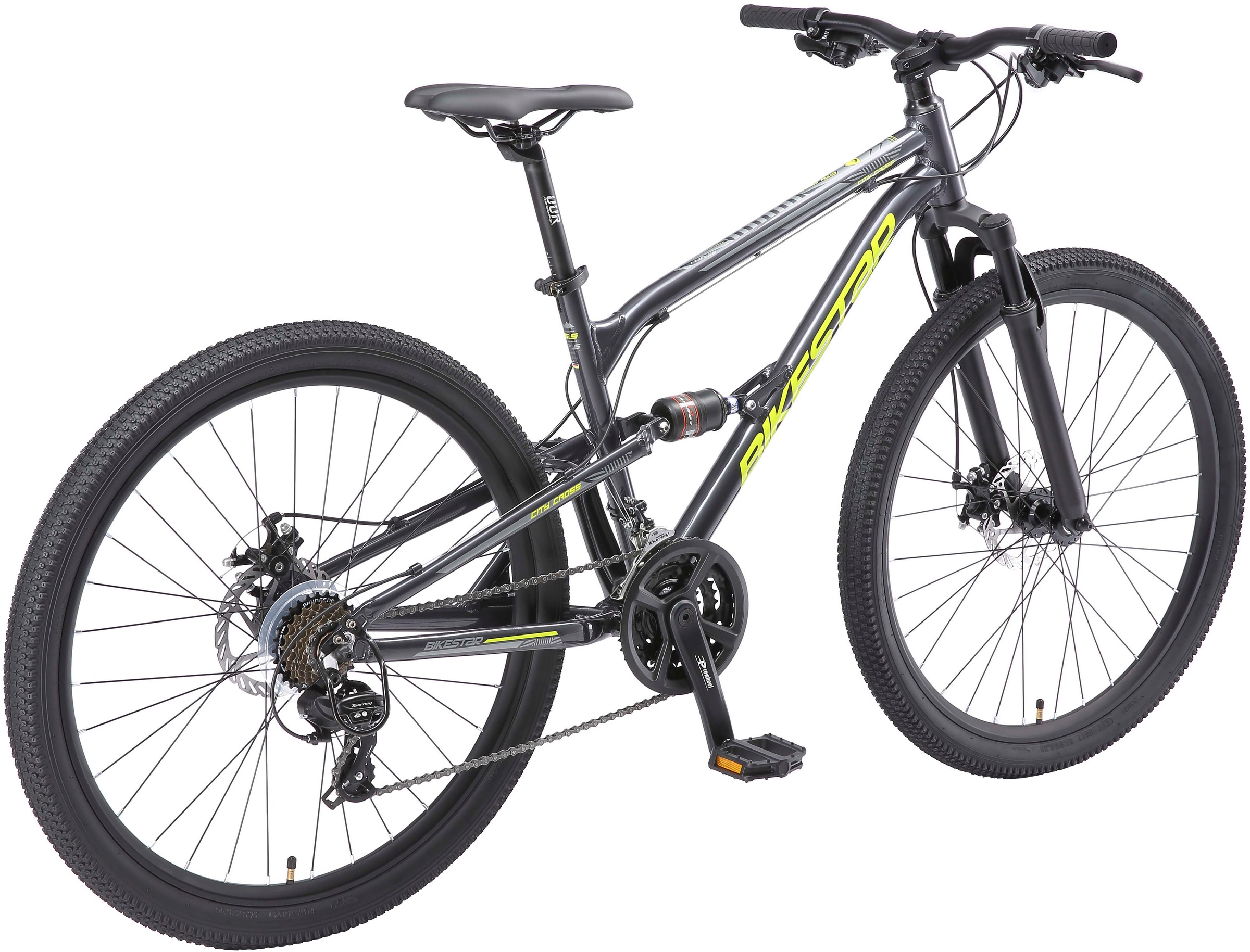 Bikestar Mountainbike, 21 Gang, Shimano, RD-TY300 Schaltwerk, Kettenschaltung, für Damen und Herren, Kettenschaltung