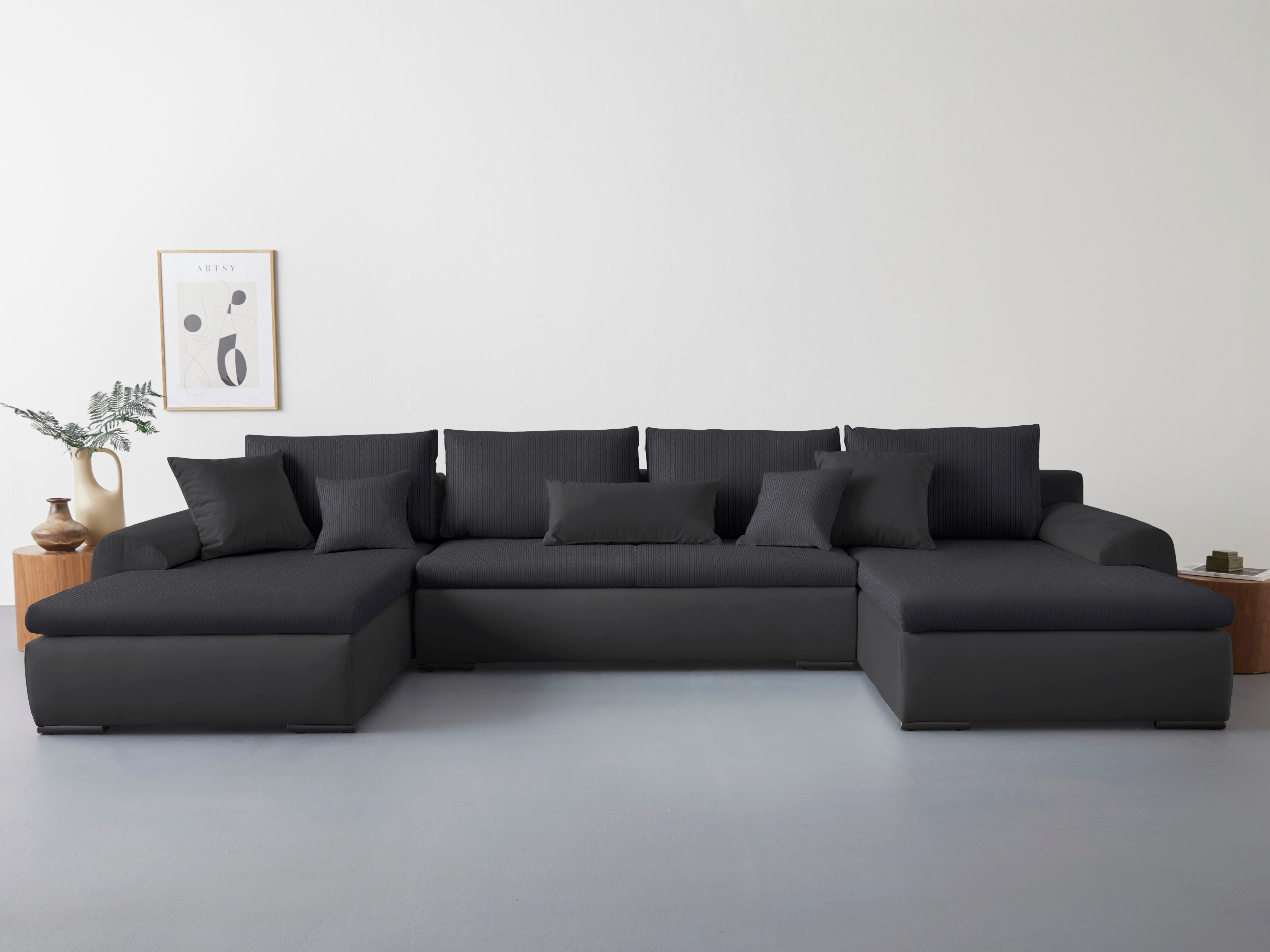 Home affaire Wohnlandschaft "Win U-Form, B: 366 cm - OTTO. Verlässliche Qualität." Schlaffunktion, Bettkasten & 5 Zierkissen