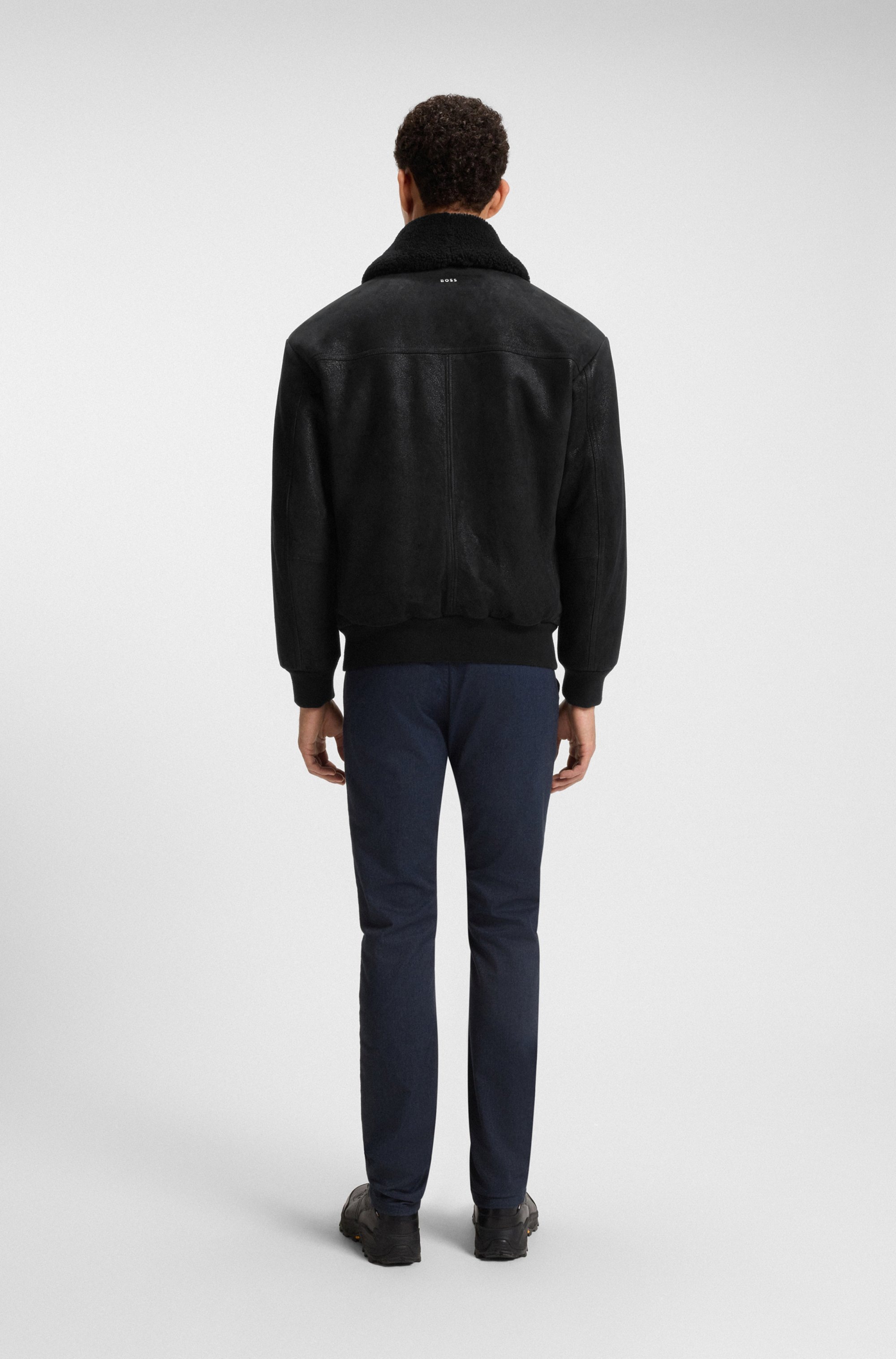 BOSS ORANGE Bomberjacke »Jonier«, aus Velourleder, abnehmbarer Kragen