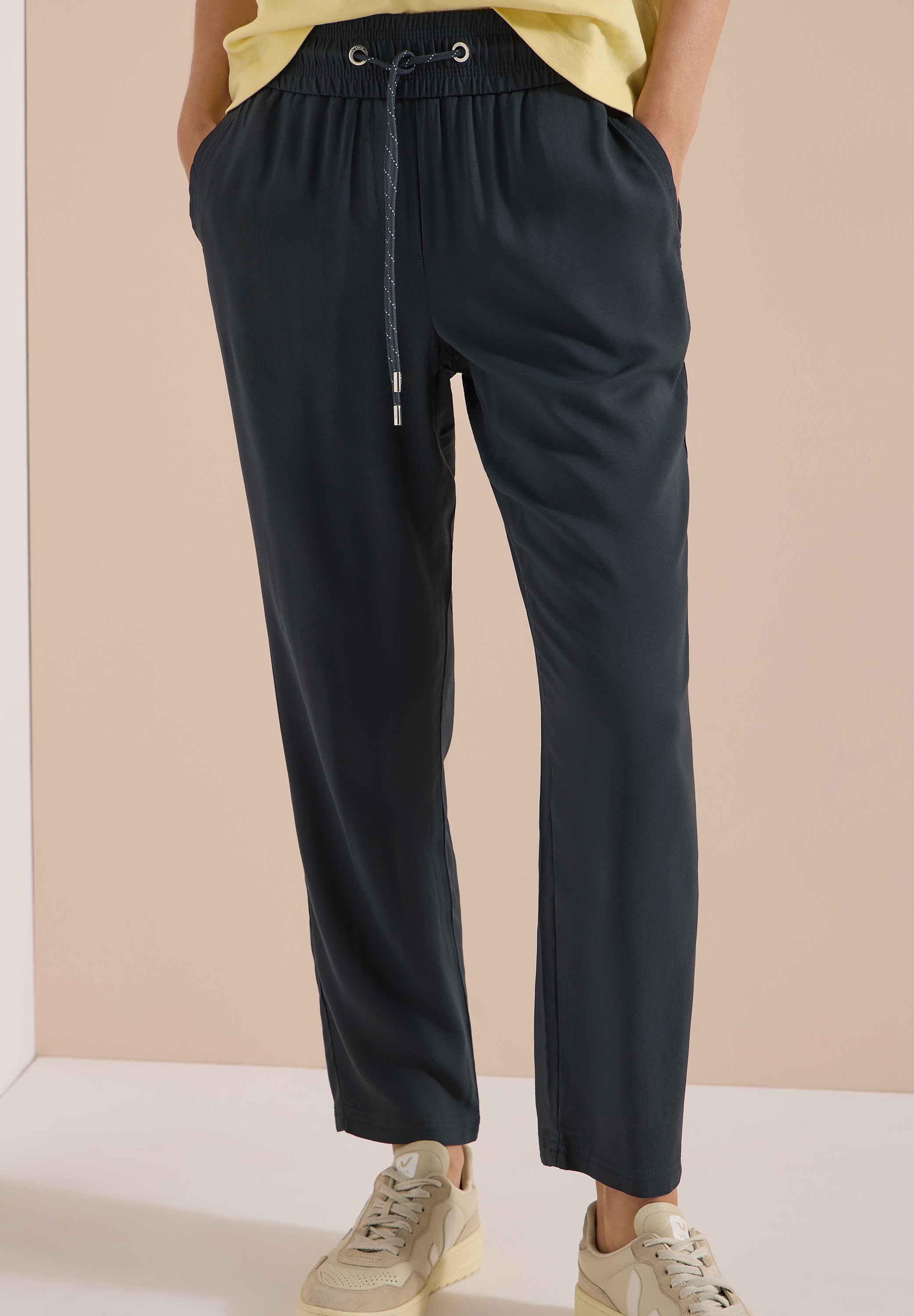 Cecil Jogger Pants "Style Chelsea" aus Viskose, atmungsaktiv, Loose Fit, schmale Beinform