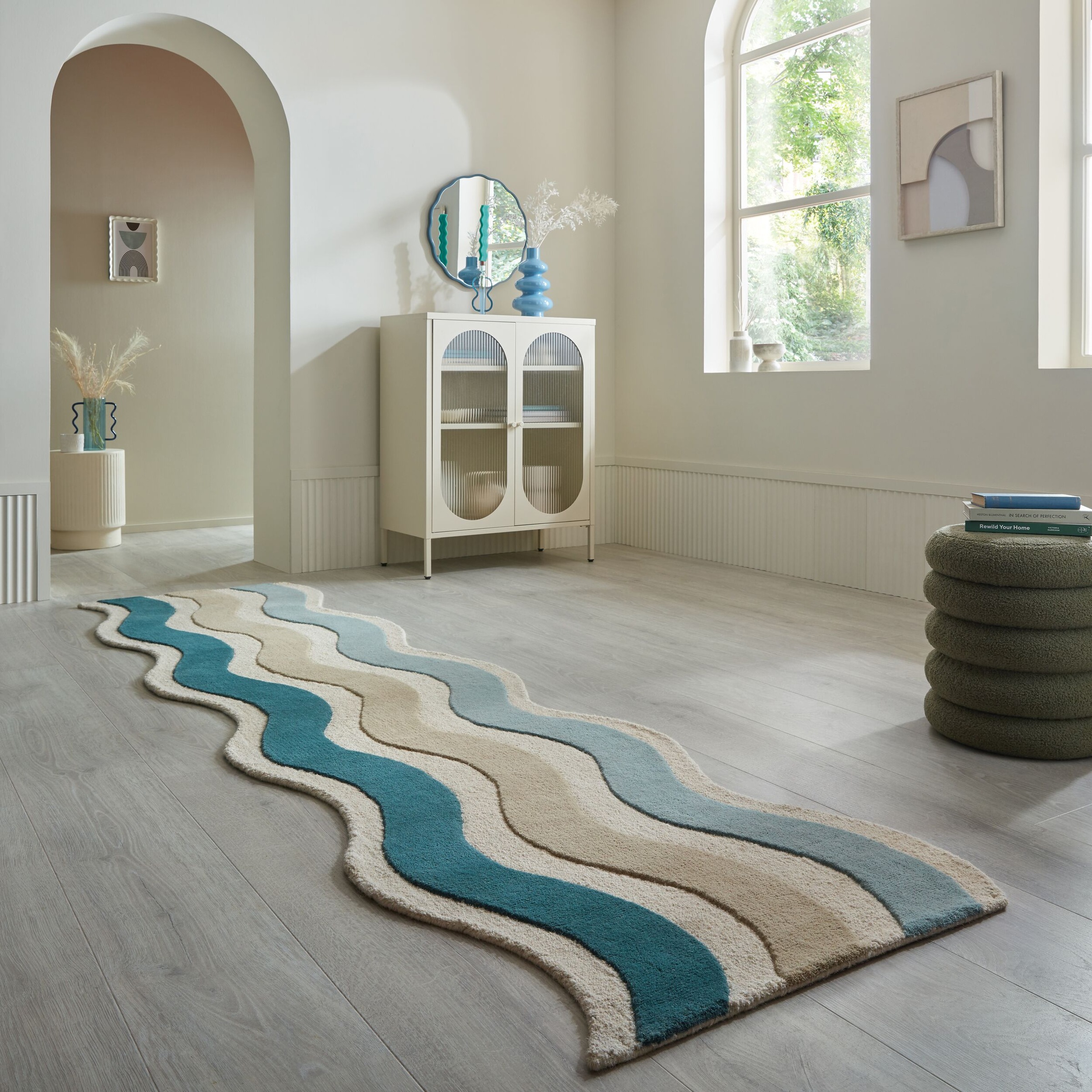 FLAIR RUGS Wollteppich "CASCADE auch als Läufer" rechteckig 7 mm Höhe aus 100% Wolle, Organisches Design, handgetuftet